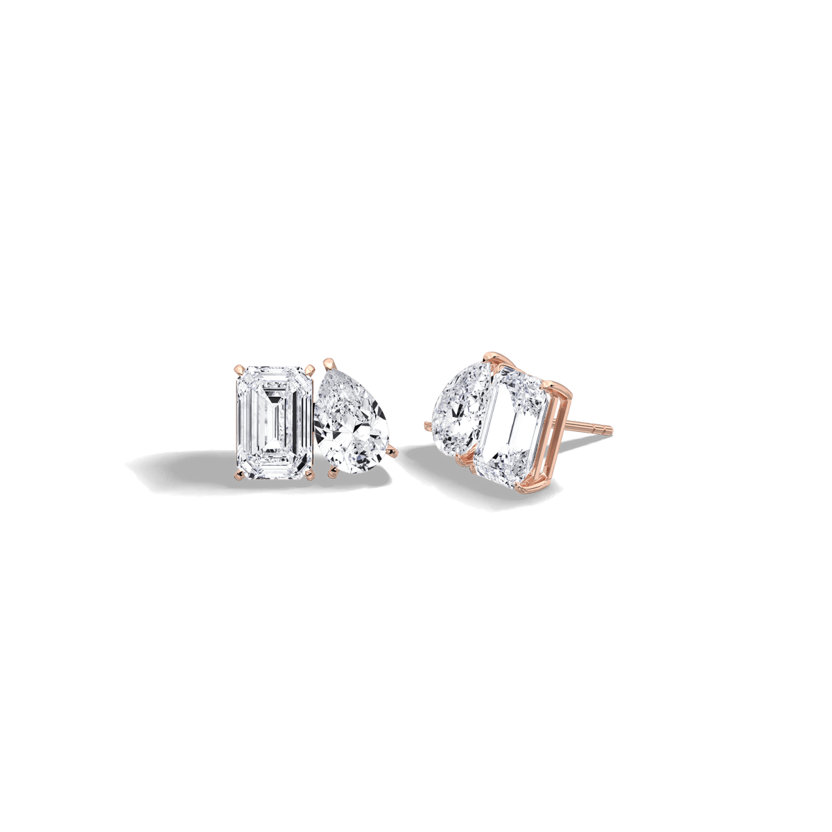 12CTW Lab Diamond Toi Et Moi Stud Earring In 14K Solid Gold/Platinum - 