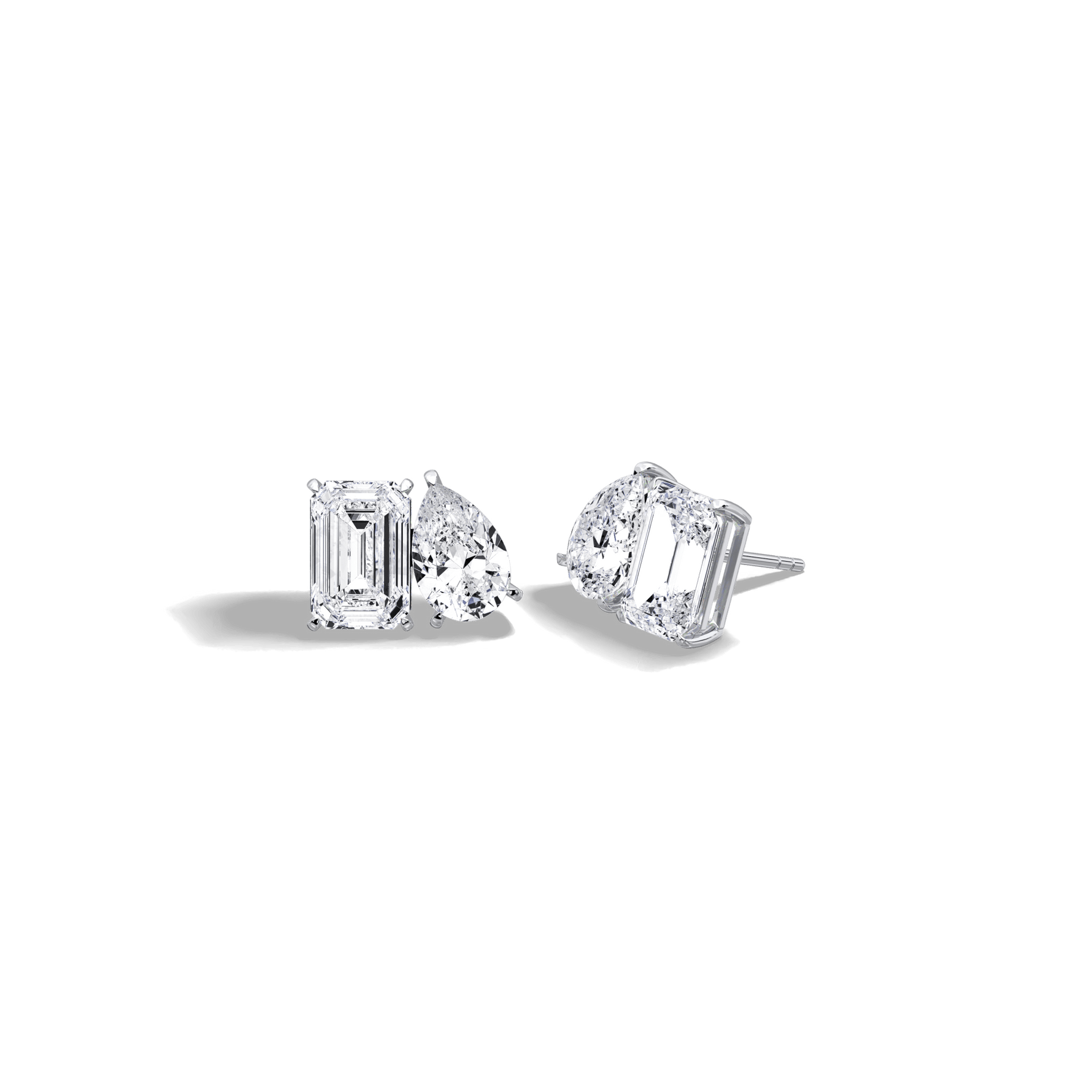 12CTW Lab Diamond Toi Et Moi Stud Earring In 14K Solid Gold/Platinum - 