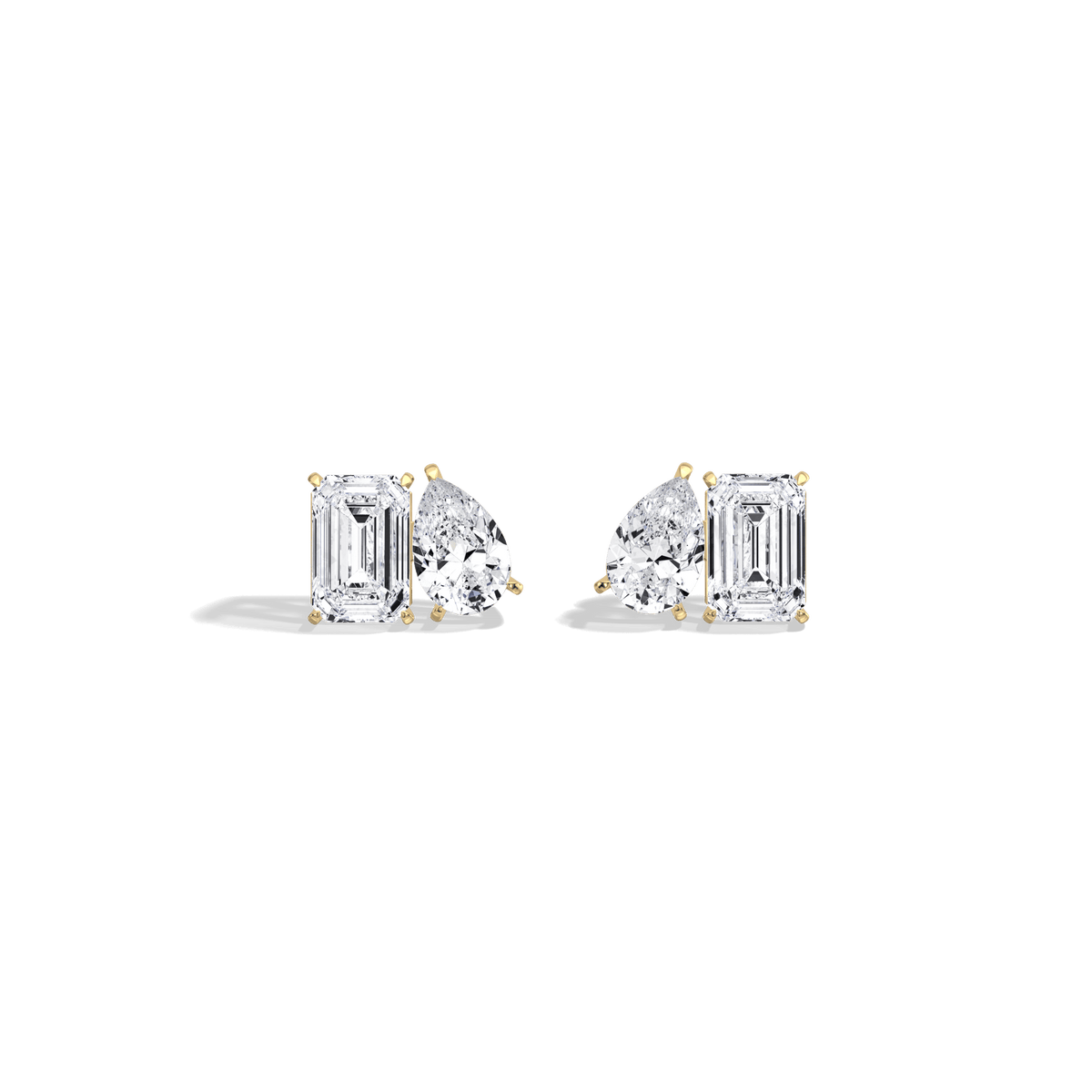 12CTW Lab Diamond Toi Et Moi Stud Earring In 14K Solid Gold/Platinum - 