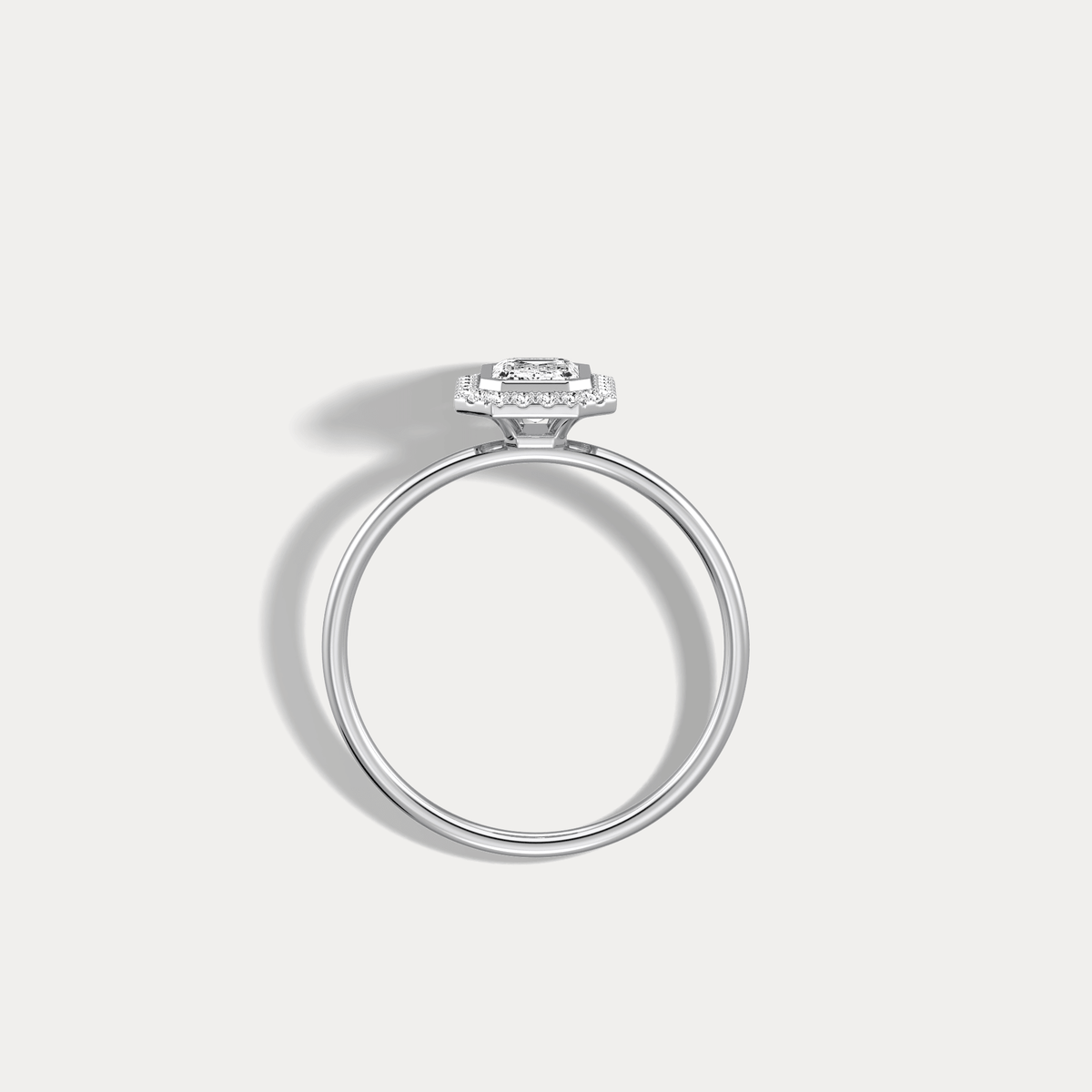 14K Solid Gold Halo Promise Ring With 0.61CTW Lab Diamond - Rings
