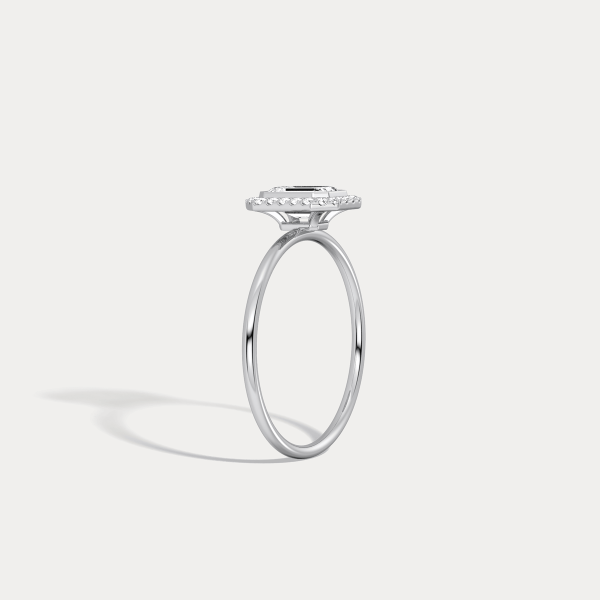 14K Solid Gold Halo Promise Ring With 0.61CTW Lab Diamond - Rings