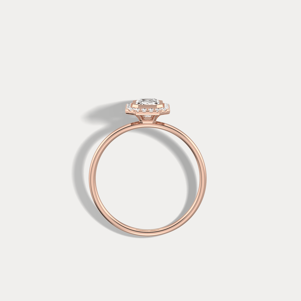 14K Solid Gold Halo Promise Ring With 0.61CTW Lab Diamond - Rings