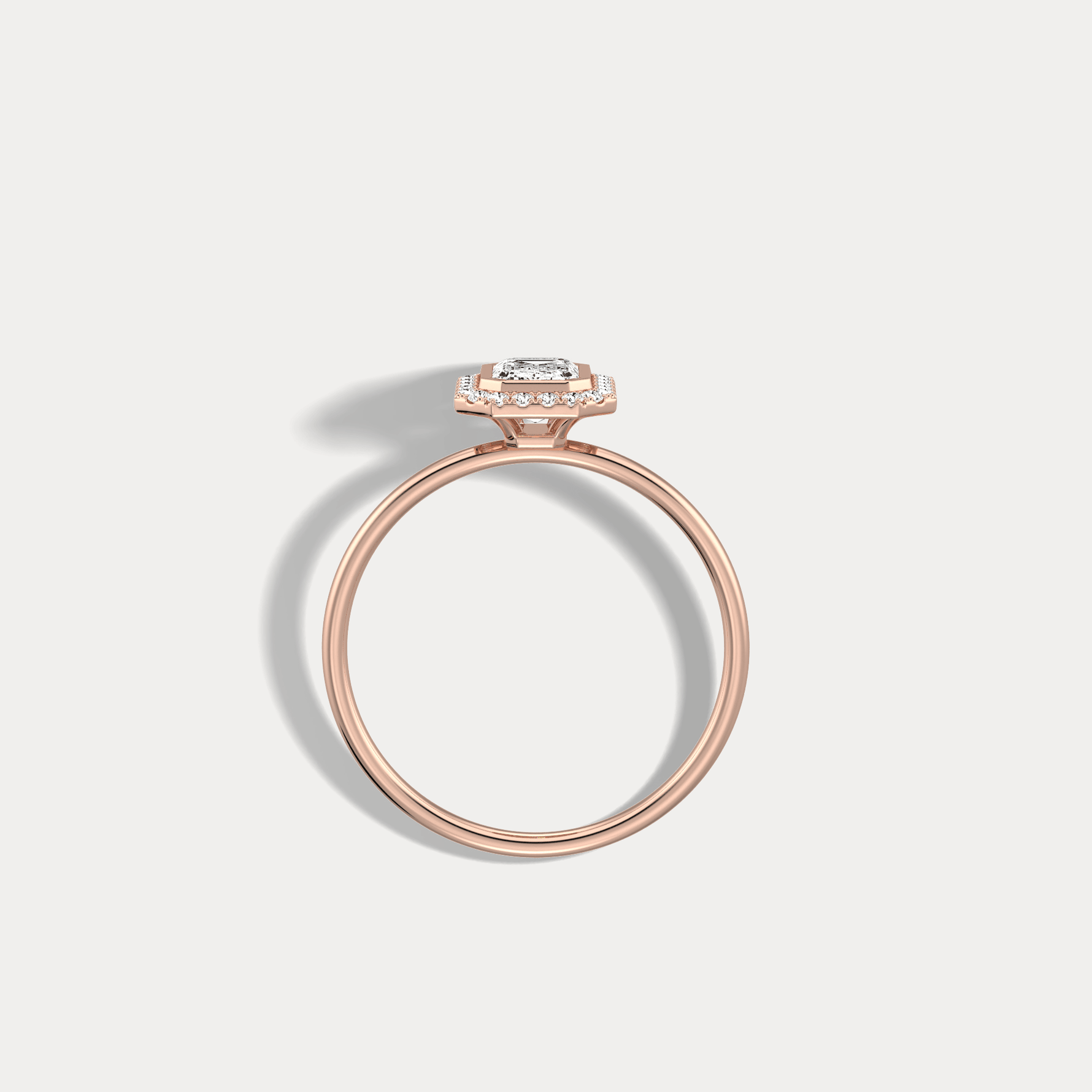 14K Solid Gold Halo Promise Ring With 0.61CTW Lab Diamond - Rings