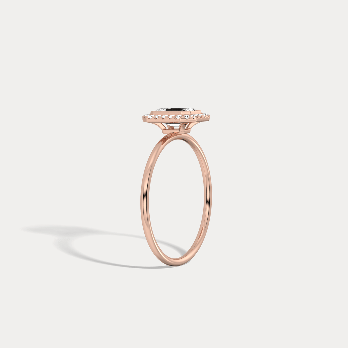 14K Solid Gold Halo Promise Ring With 0.61CTW Lab Diamond - Rings