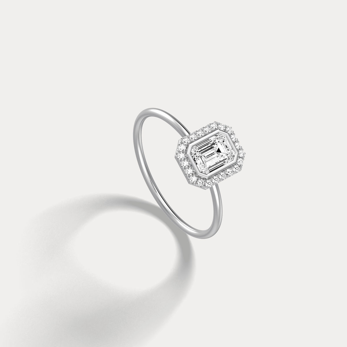 14K Solid Gold Halo Promise Ring With 0.61CTW Lab Diamond - Rings