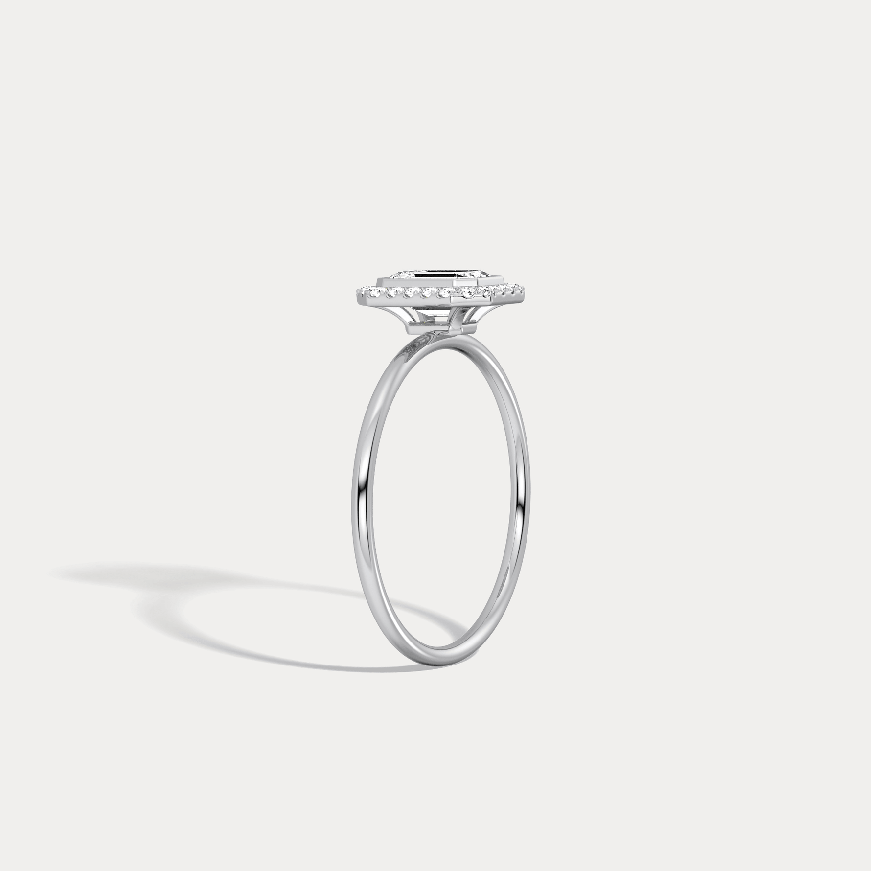 14K Solid Gold Halo Promise Ring With 0.61CTW Lab Diamond - Rings