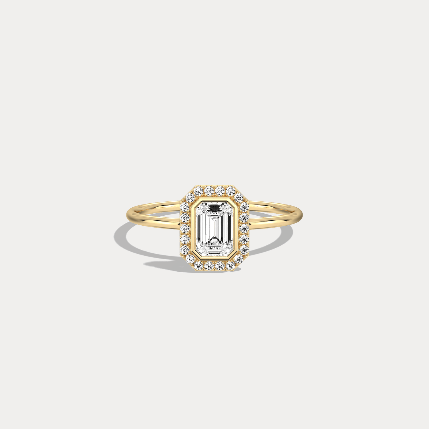 14K Solid Gold Halo Promise Ring With 0.61CTW Lab Diamond - Rings