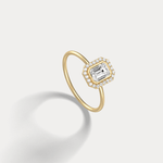 14K Solid Gold Halo Promise Ring With 0.61CTW Lab Diamond - Rings