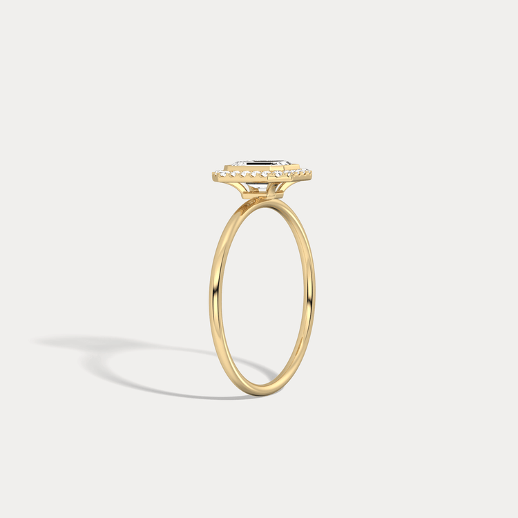 14K Solid Gold Halo Promise Ring With 0.61CTW Lab Diamond - Rings
