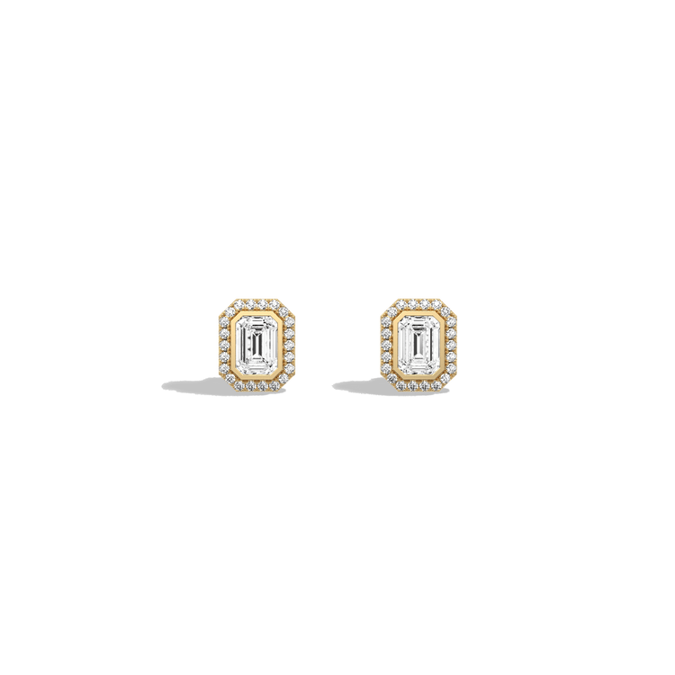 Lab Diamond 1.22CTW Stud Earring in 14K Solild Gold/Platinum - Earrings