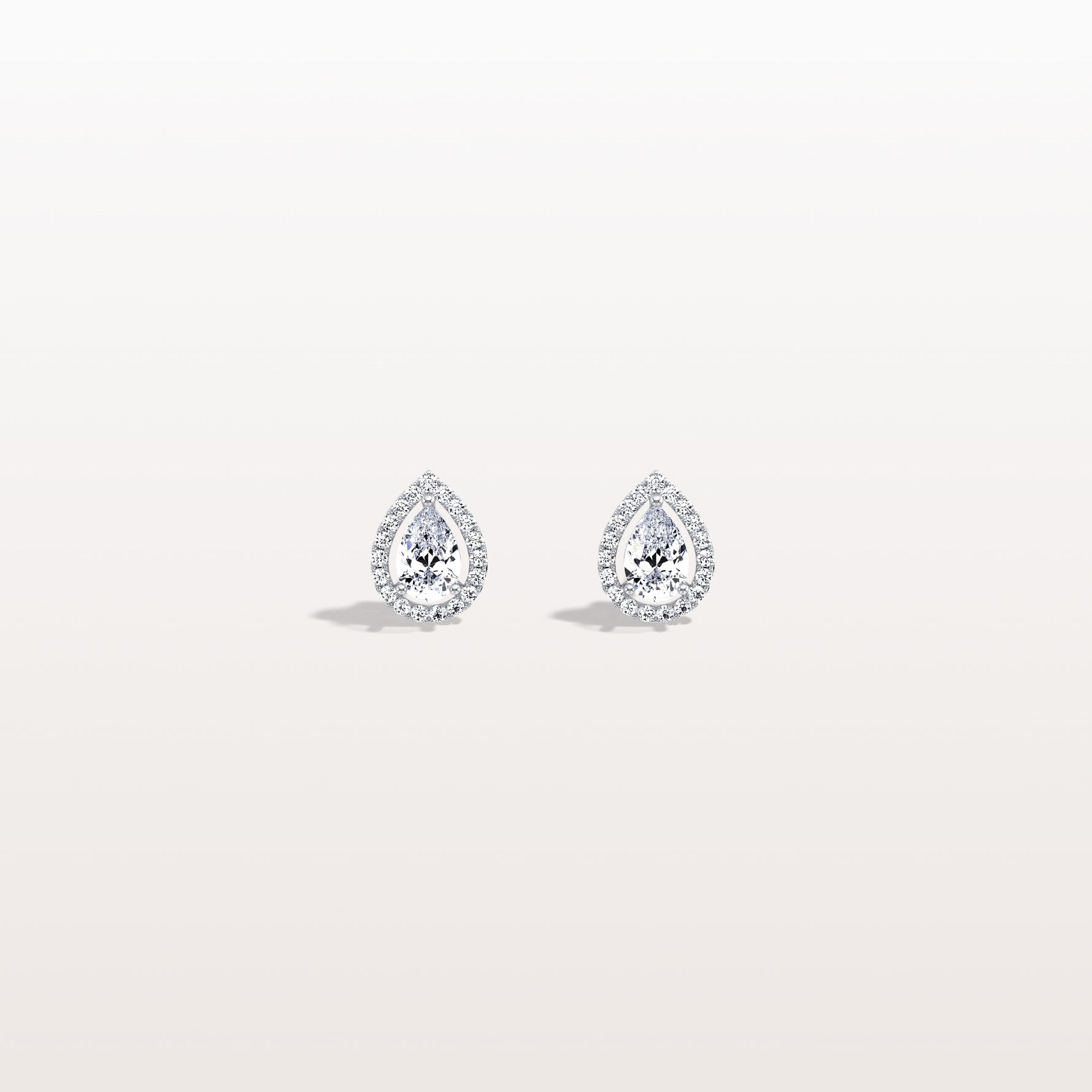 Halo Pear - Shaped Lab Diamond Stud Earrings - Earrings