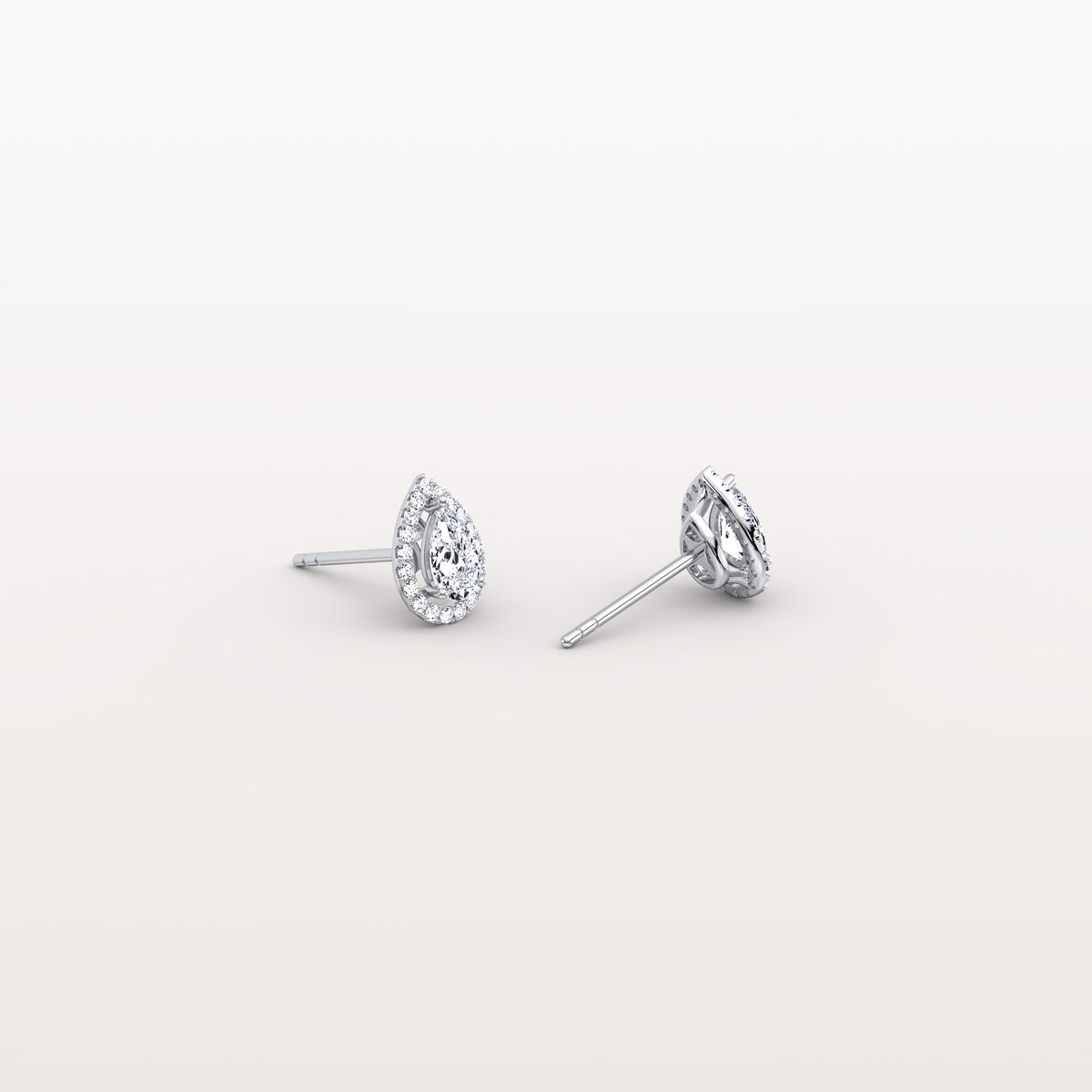 Halo Pear - Shaped Lab Diamond Stud Earrings - Earrings