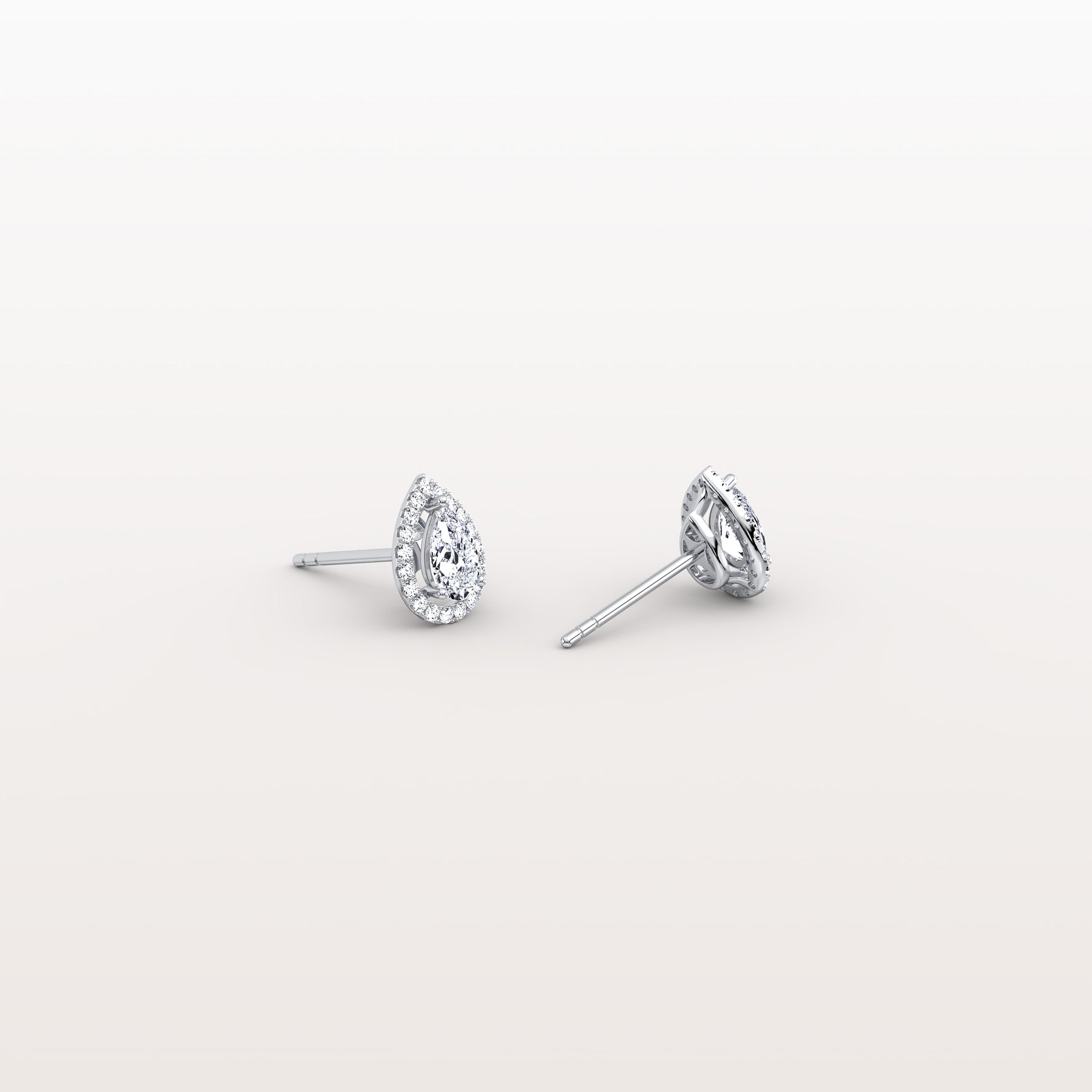 Halo Pear - Shaped Lab Diamond Stud Earrings - Earrings