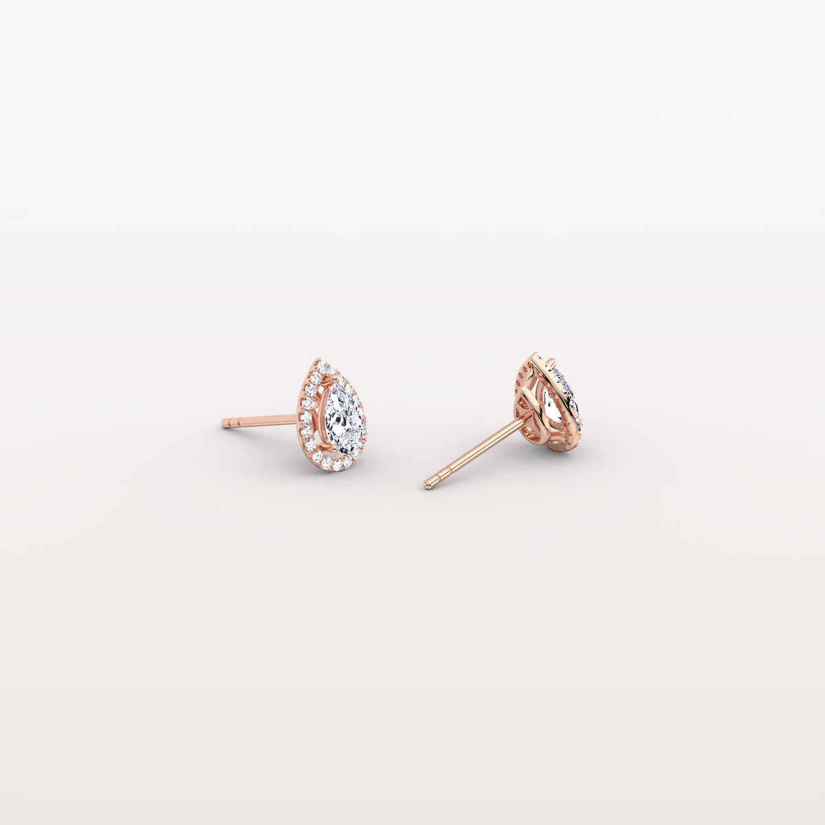 Halo Pear - Shaped Lab Diamond Stud Earrings - Earrings