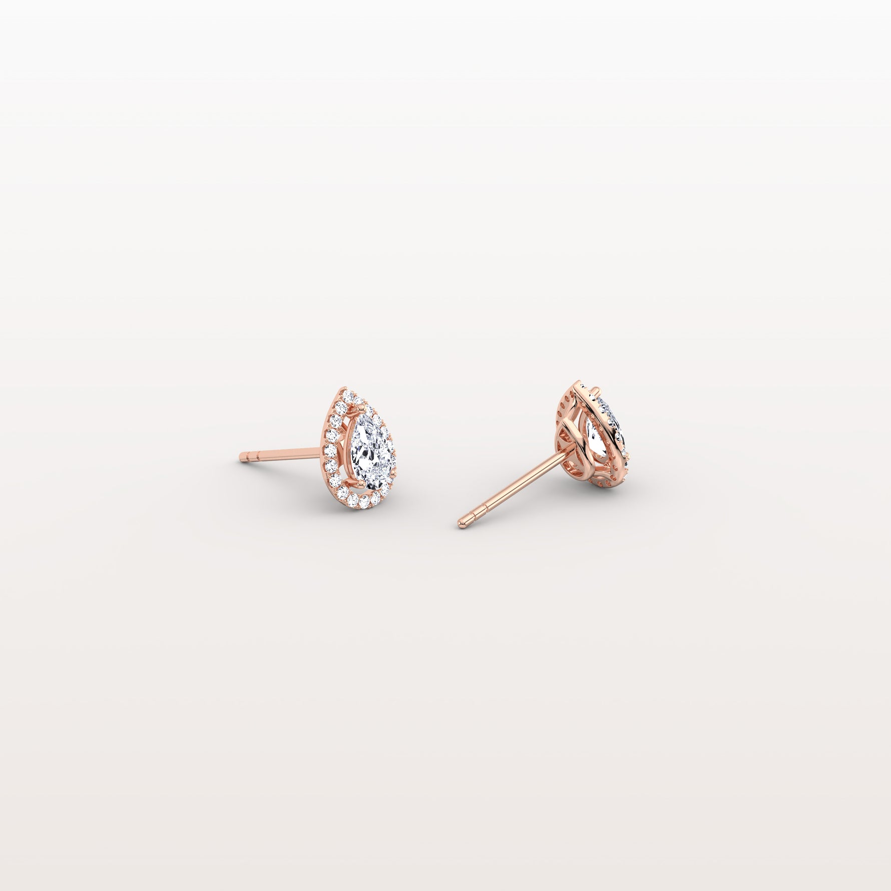 Halo Pear - Shaped Lab Diamond Stud Earrings - Earrings