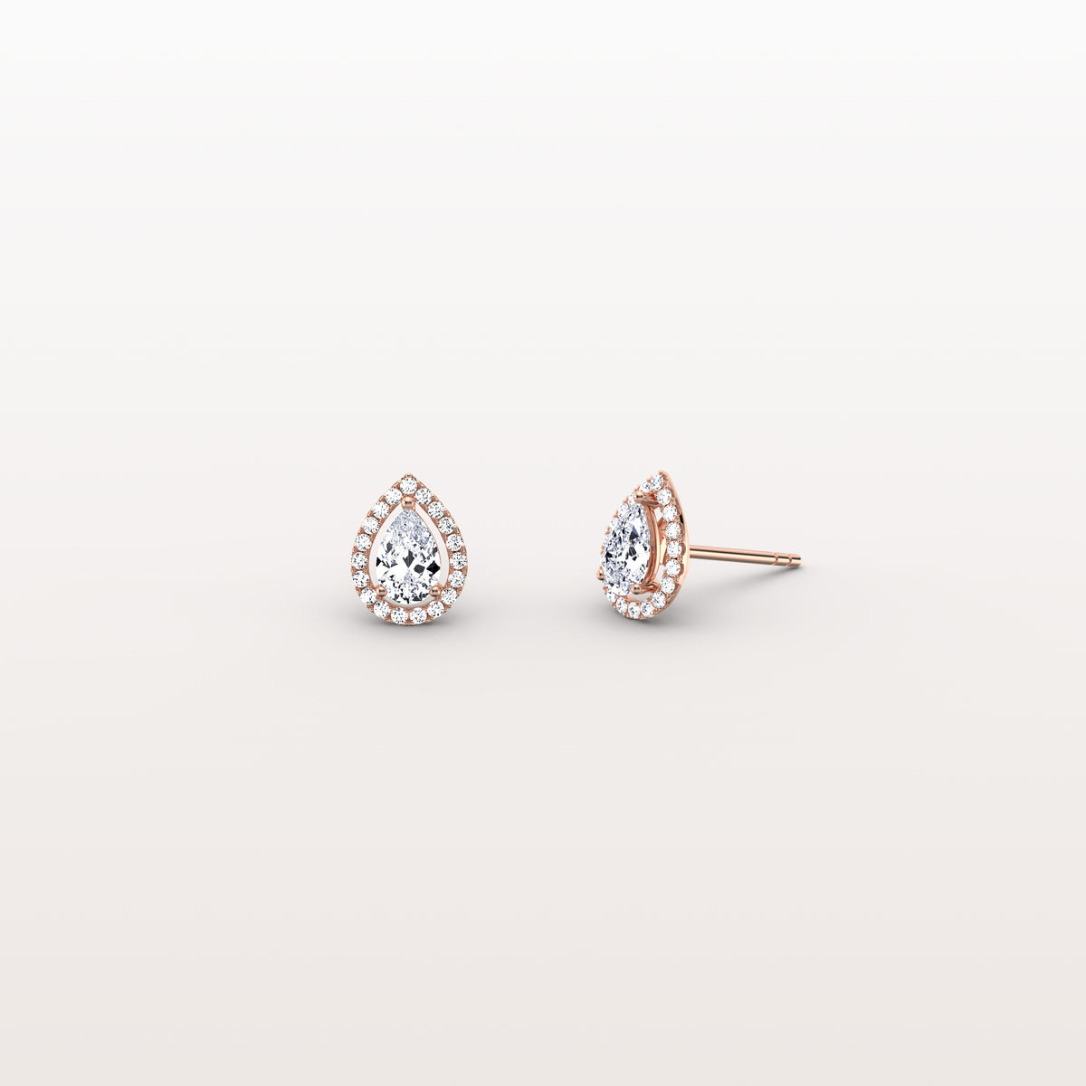 Halo Pear - Shaped Lab Diamond Stud Earrings - Earrings