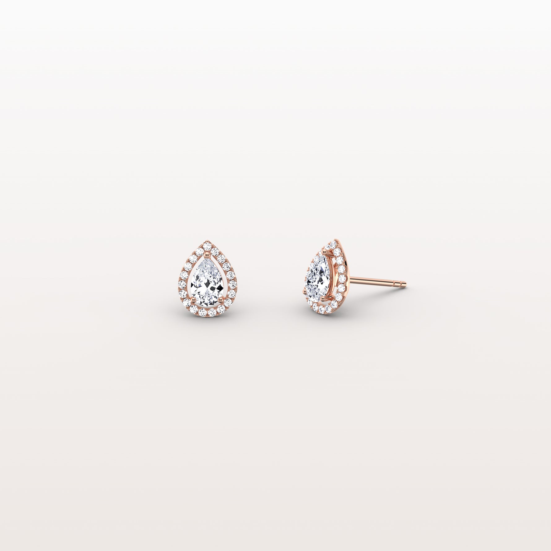 Halo Pear - Shaped Lab Diamond Stud Earrings - Earrings