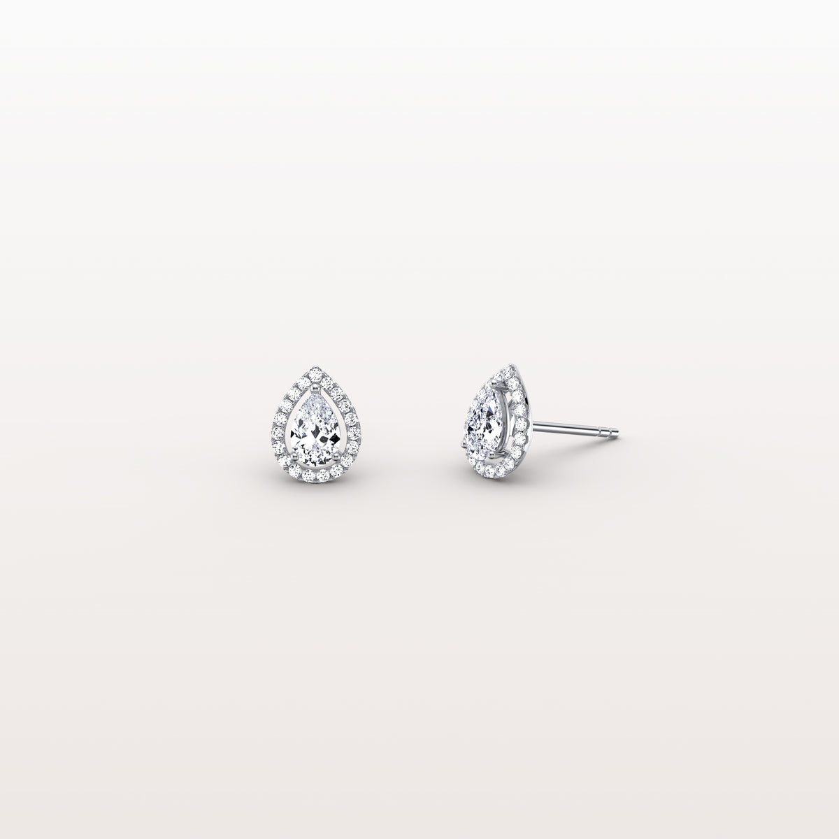 Halo Pear - Shaped Lab Diamond Stud Earrings - Earrings