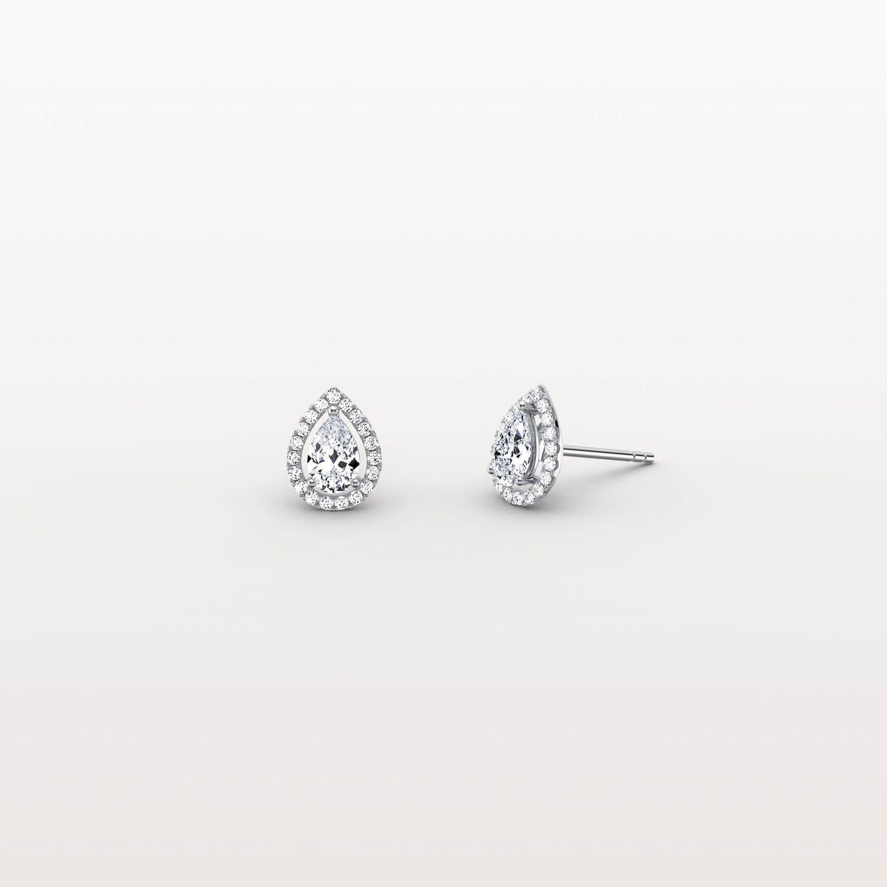 Halo Pear - Shaped Lab Diamond Stud Earrings - Earrings