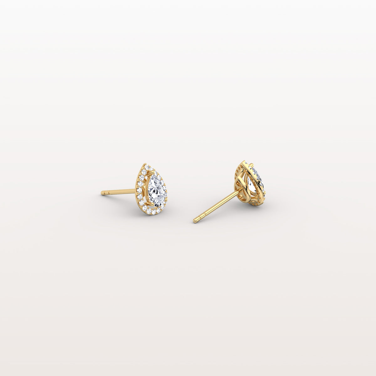 Halo Pear - Shaped Lab Diamond Stud Earrings - Earrings