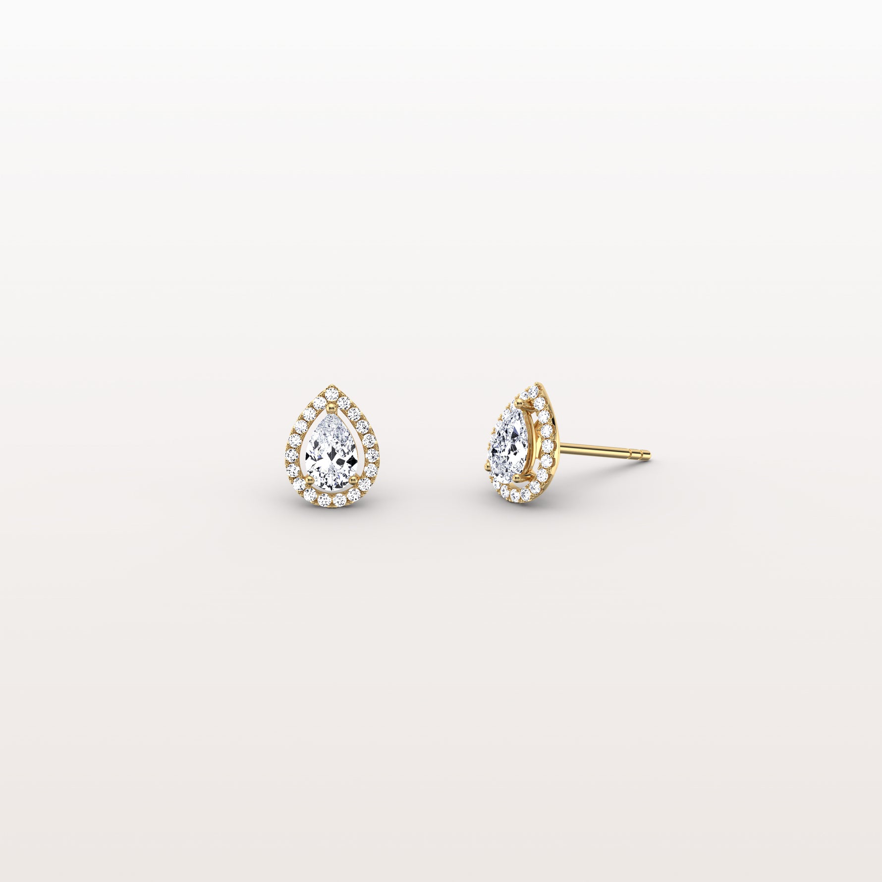 Halo Pear - Shaped Lab Diamond Stud Earrings - Earrings