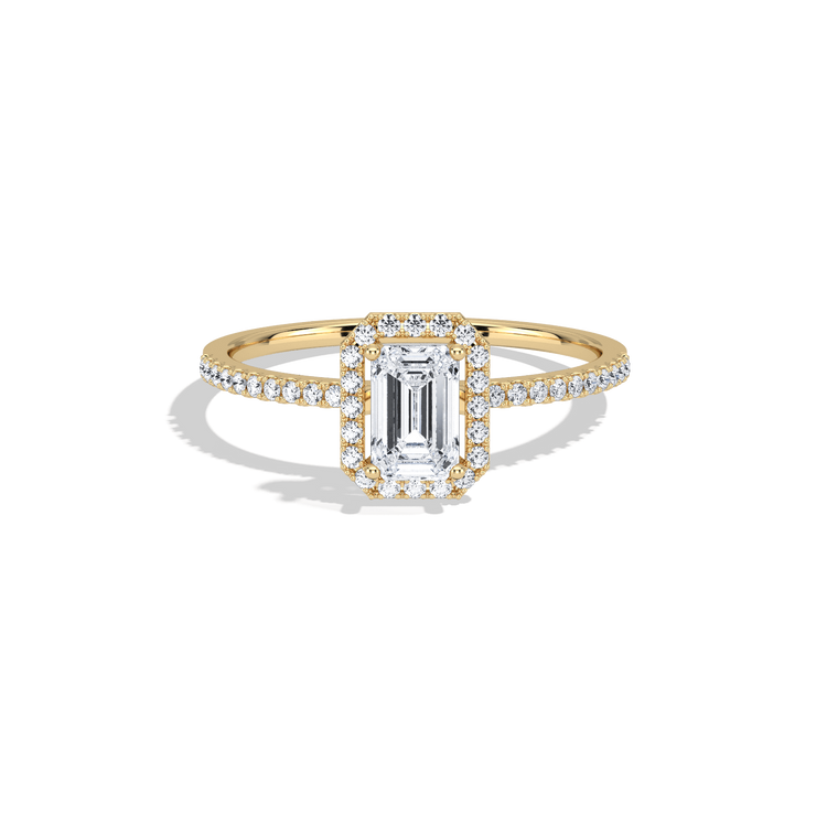 0.5CT Lab Grown Diamond Emerald Cut Halo Engagement Ring - Rings