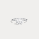 14K Solid Gold Halo Solitaire Ring With 0.44CTW Lab Diamond - Rings