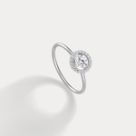 14K Solid Gold Halo Solitaire Ring With 0.44CTW Lab Diamond - Rings