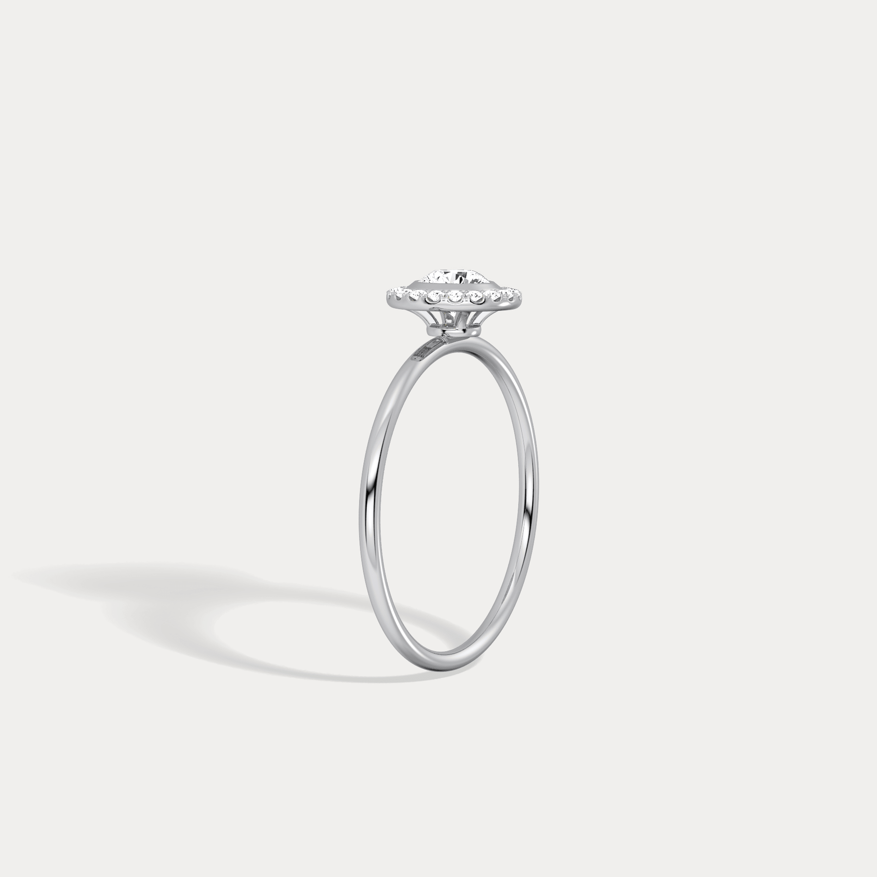 14K Solid Gold Halo Solitaire Ring With 0.44CTW Lab Diamond - Rings
