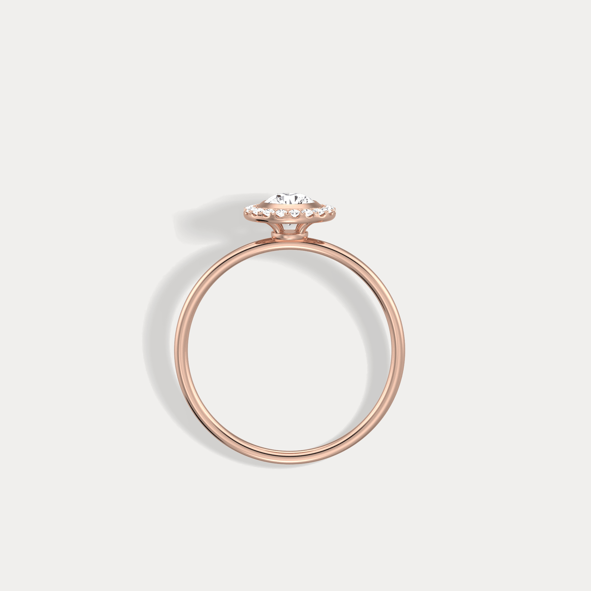 14K Solid Gold Halo Solitaire Ring With 0.44CTW Lab Diamond - Rings