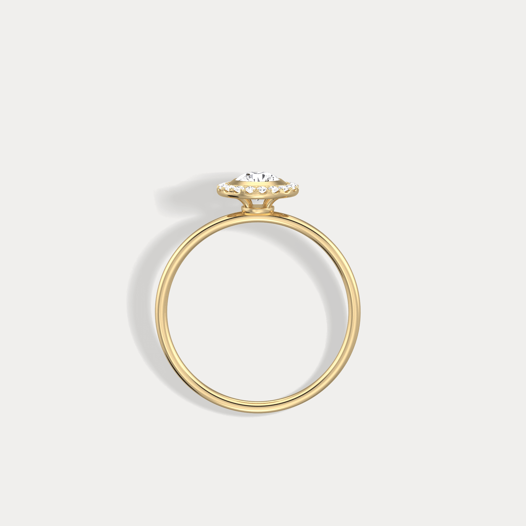 14K Solid Gold Halo Solitaire Ring With 0.44CTW Lab Diamond - Rings