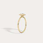 14K Solid Gold Halo Solitaire Ring With 0.44CTW Lab Diamond - Rings