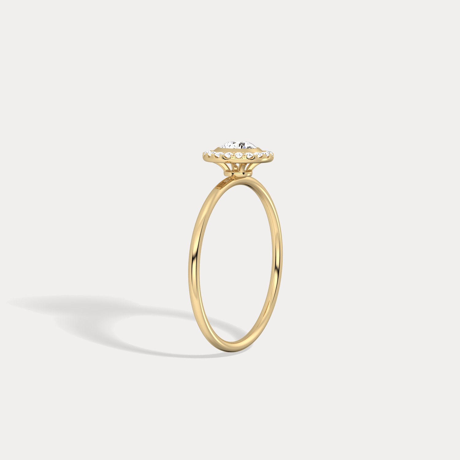 14K Solid Gold Halo Solitaire Ring With 0.44CTW Lab Diamond - Rings