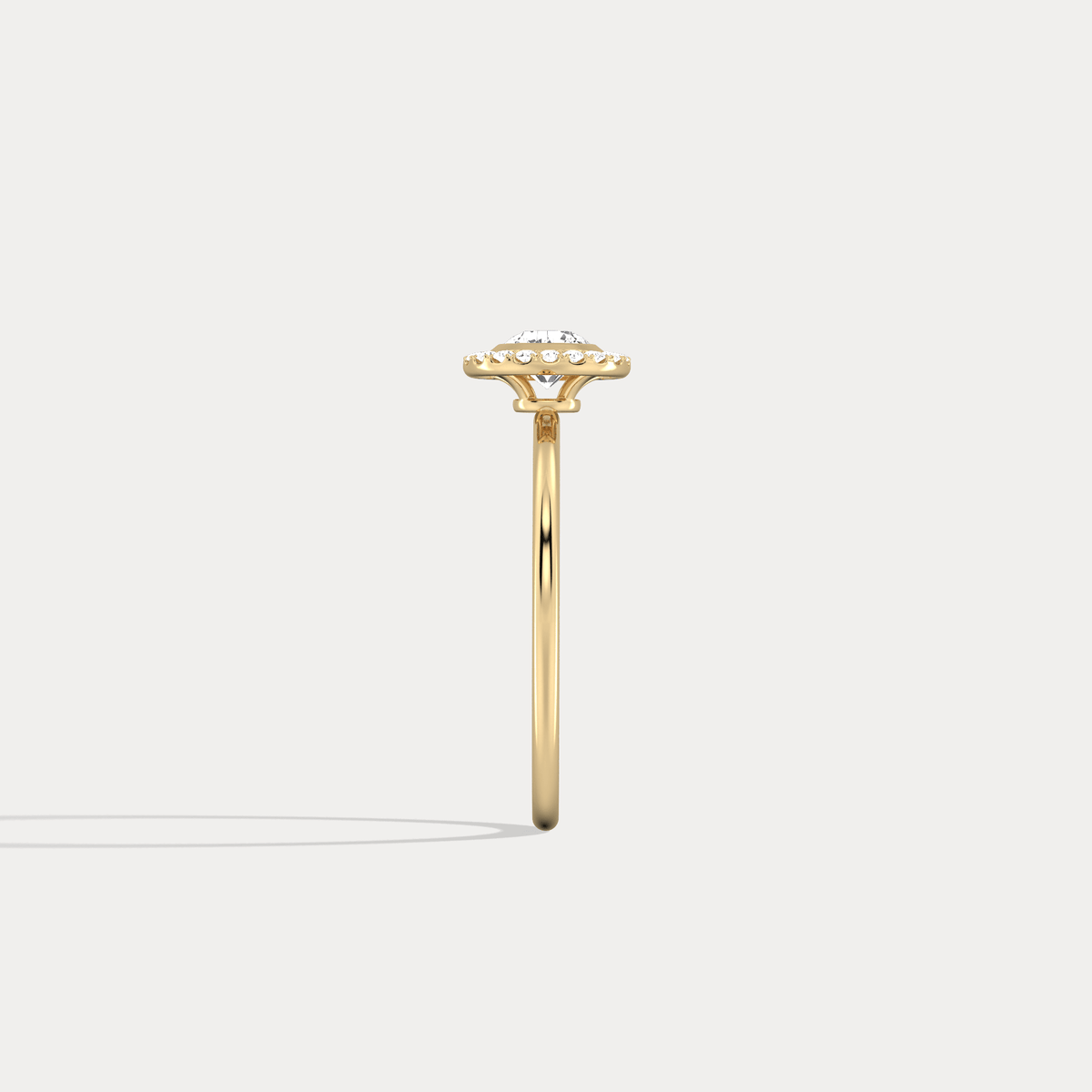 14K Solid Gold Halo Solitaire Ring With 0.44CTW Lab Diamond - Rings