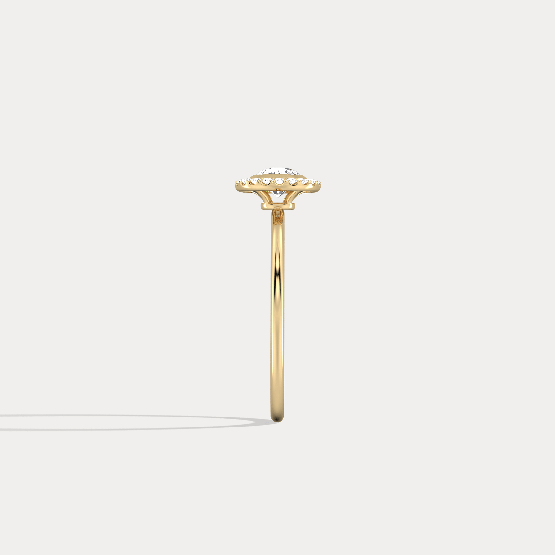 14K Solid Gold Halo Solitaire Ring With 0.44CTW Lab Diamond - Rings