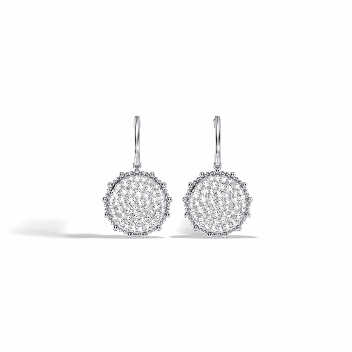 1CTW Lab Diamond Pave Dangling Disc Earrings - Earrings