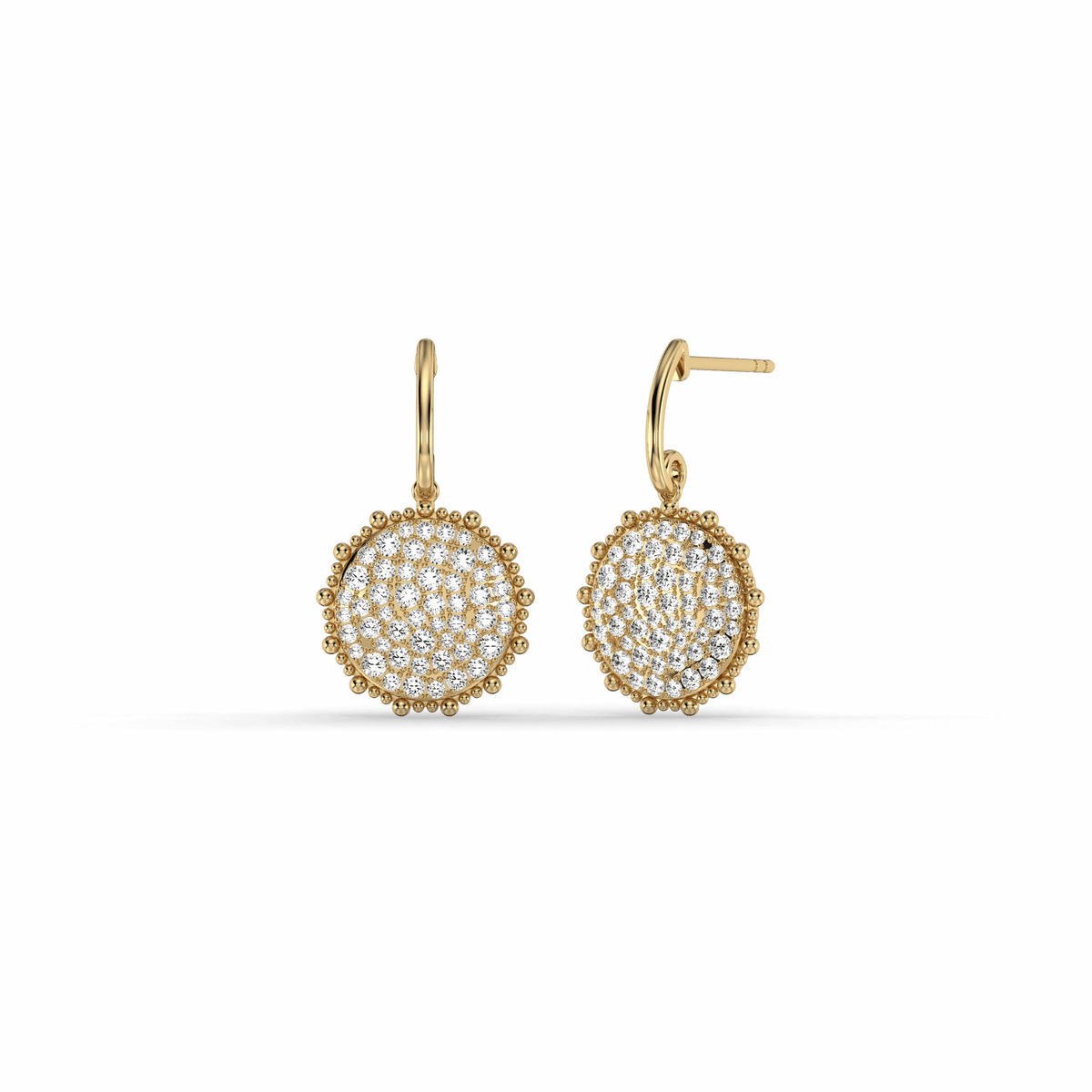 1CTW Lab Diamond Pave Dangling Disc Earrings - Earrings