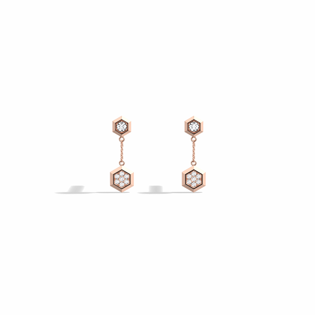 0.15CTW Round Lab Dimaond Hexagon Drop Earring - 