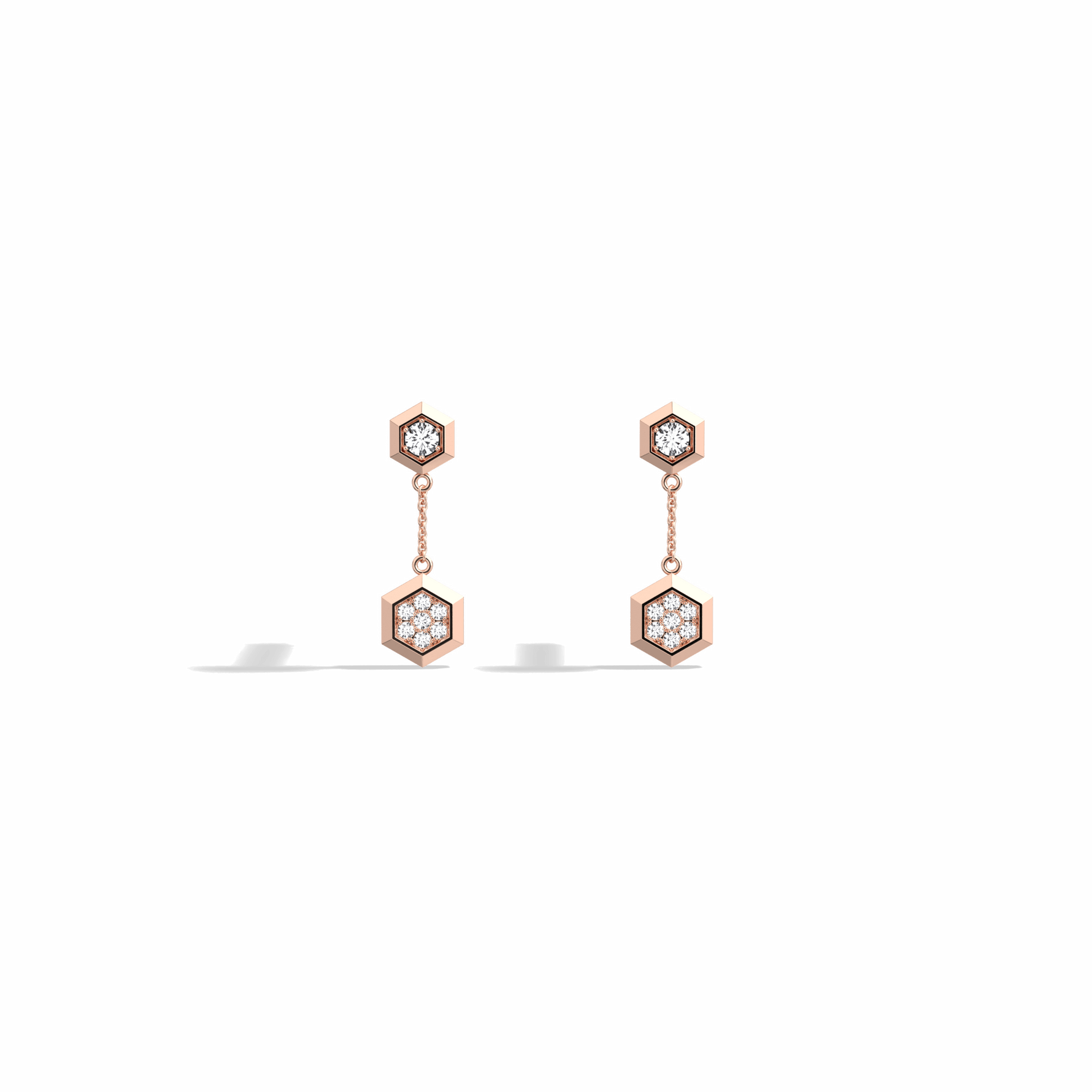 0.15CTW Round Lab Dimaond Hexagon Drop Earring - 