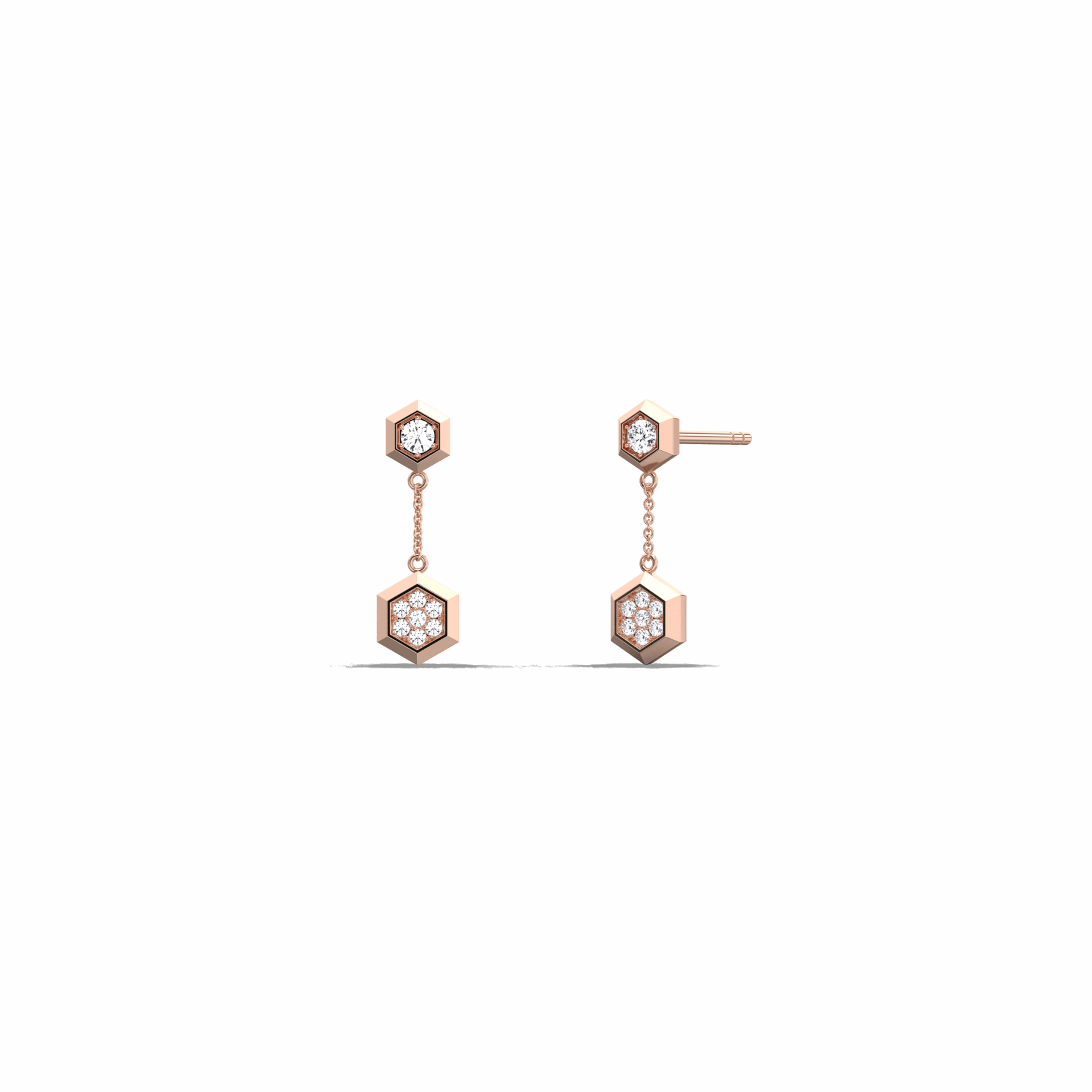 0.15CTW Round Lab Dimaond Hexagon Drop Earring - 