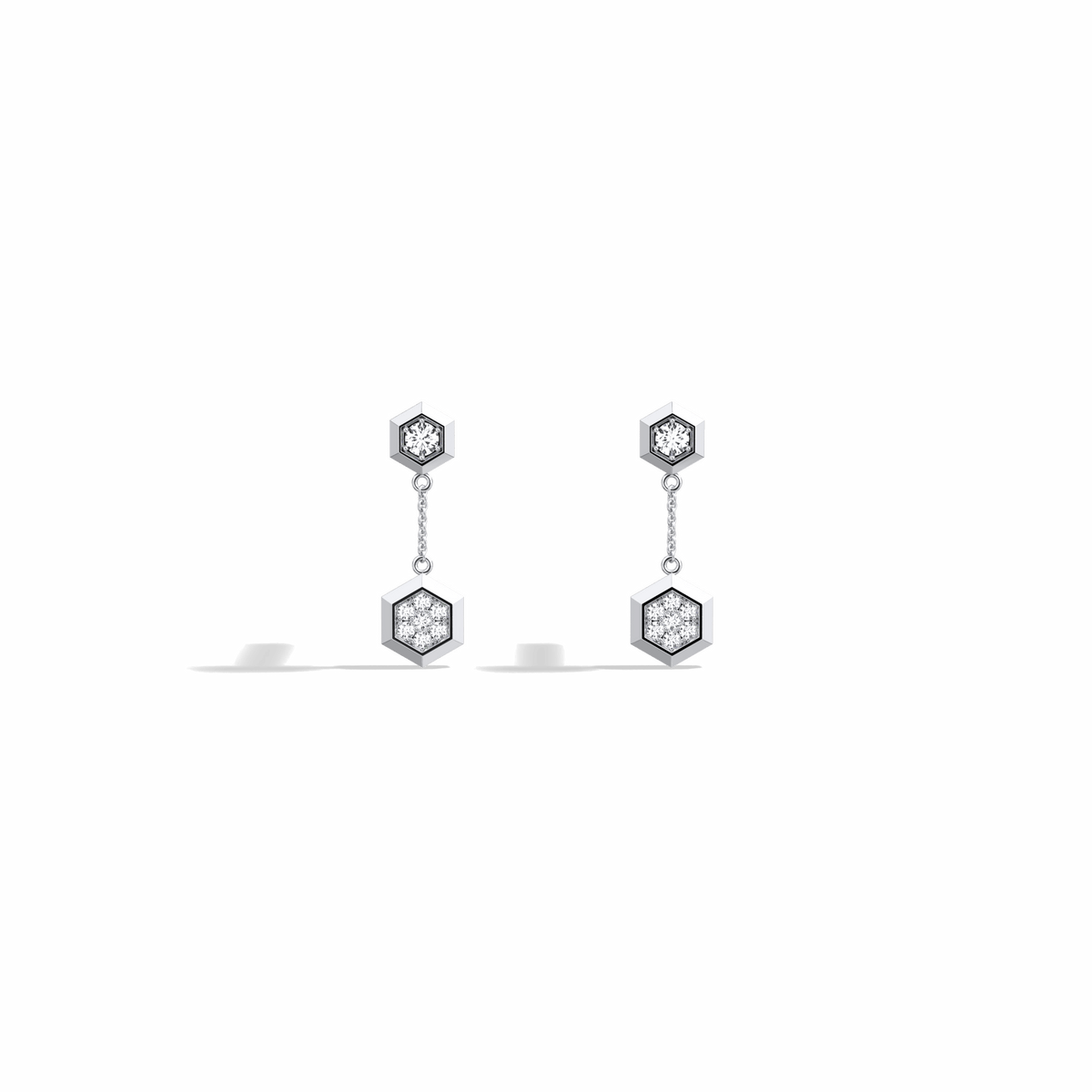 0.15CTW Round Lab Dimaond Hexagon Drop Earring - 