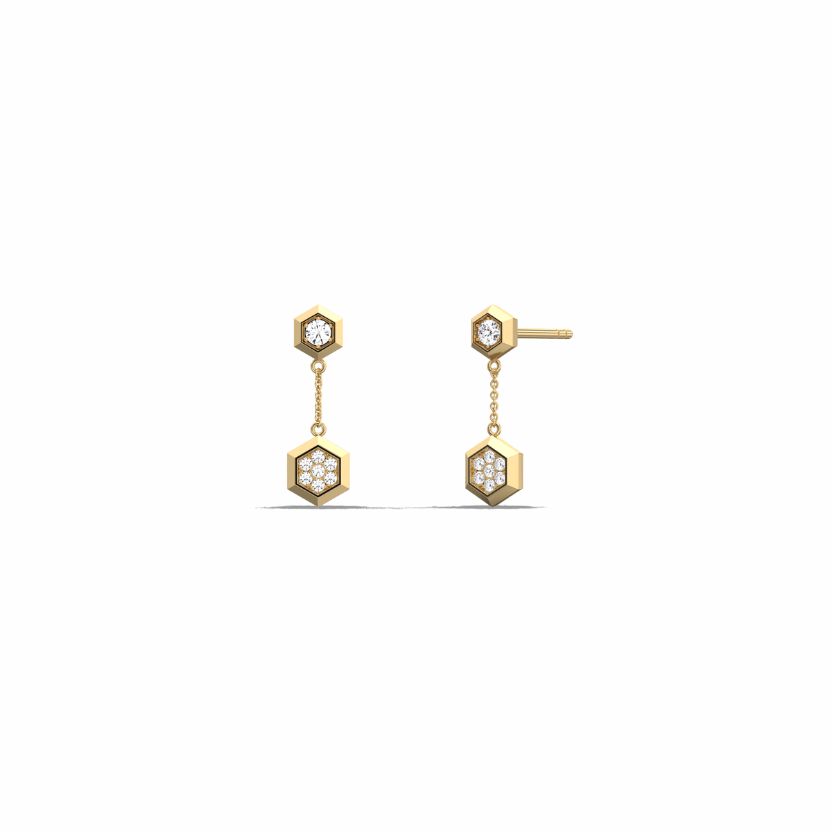 0.15CTW Round Lab Dimaond Hexagon Drop Earring - 