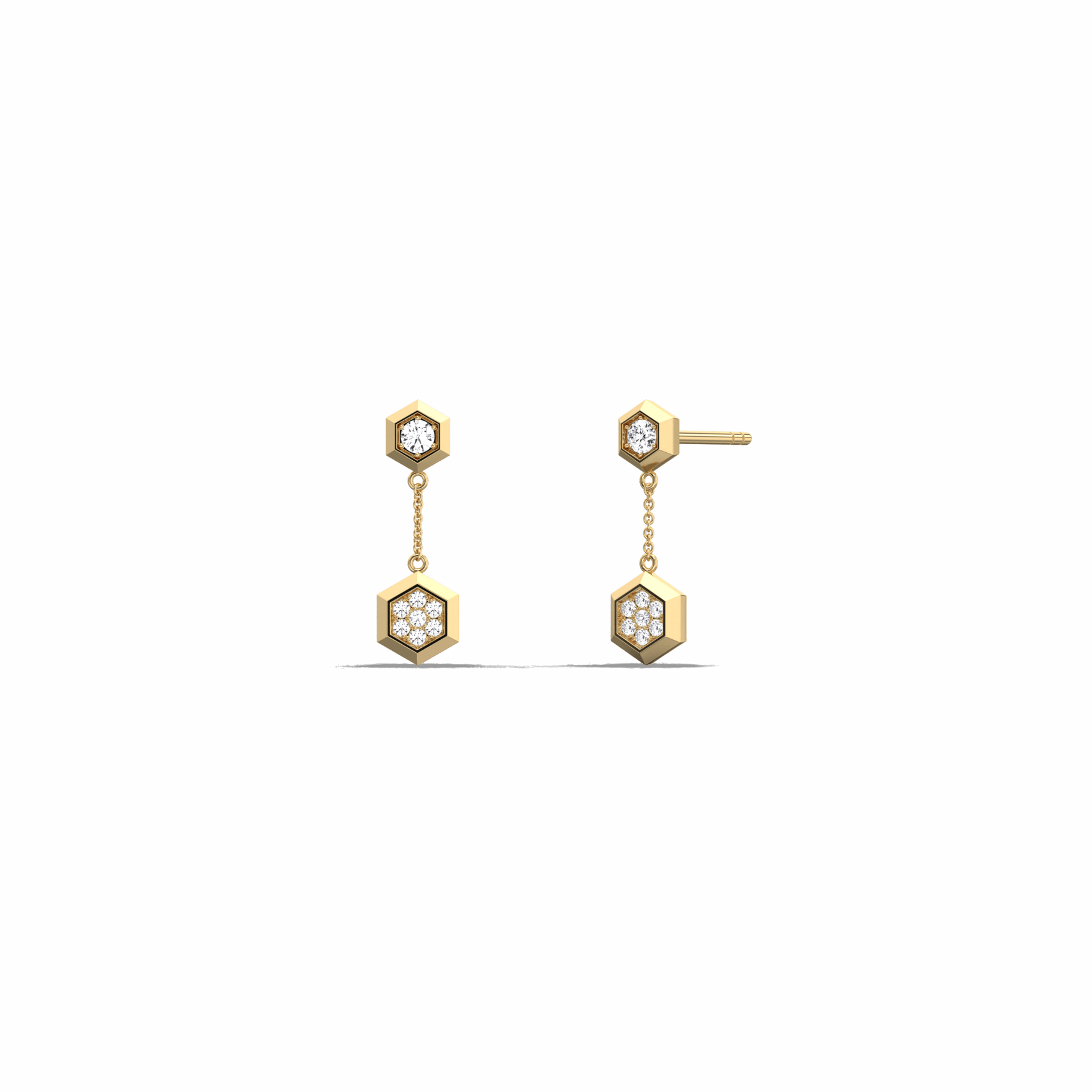 0.15CTW Round Lab Dimaond Hexagon Drop Earring - 