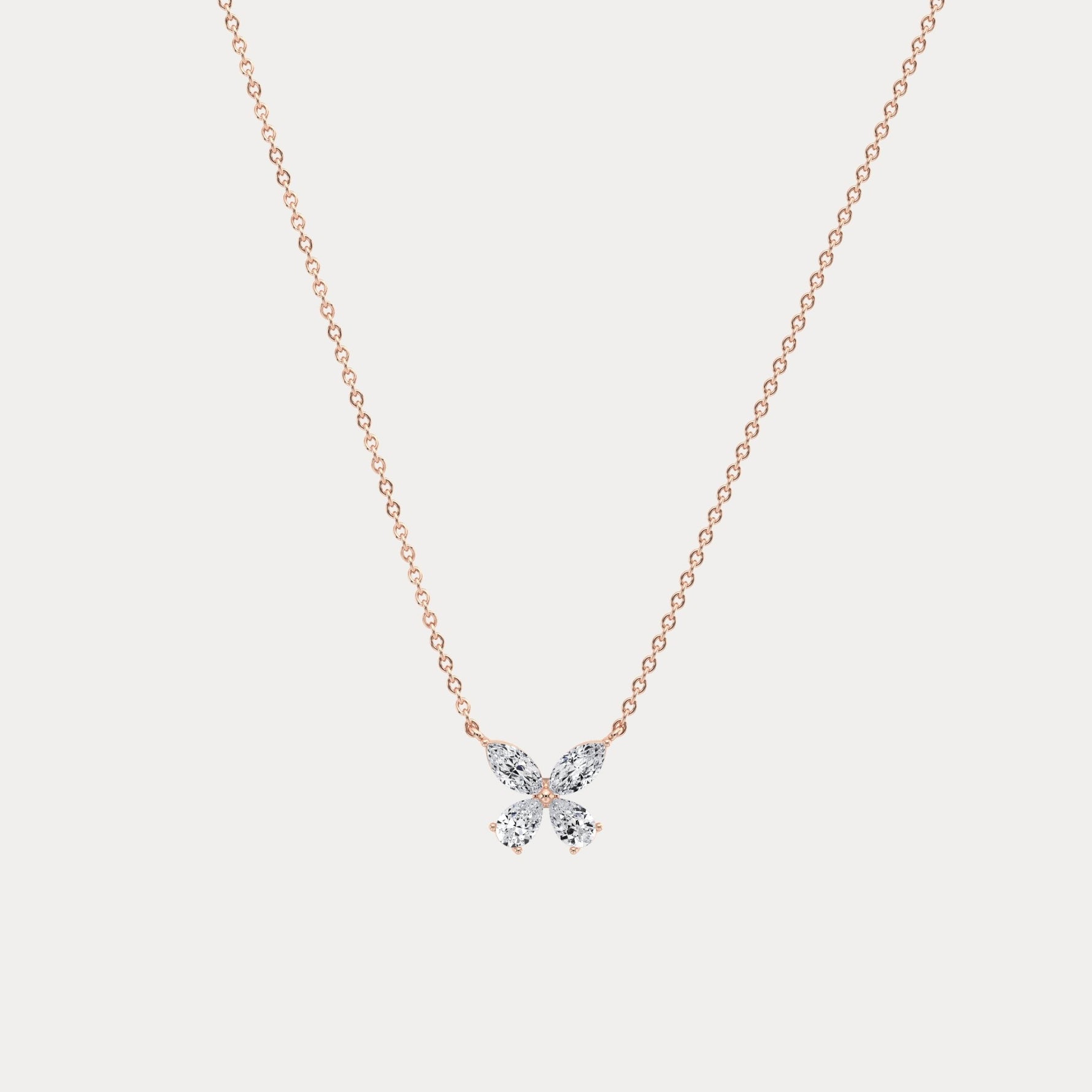 0.5CTW Lab Grown Diamond Butterfly Necklace In 14K Solid Gold/Platinum - Necklaces