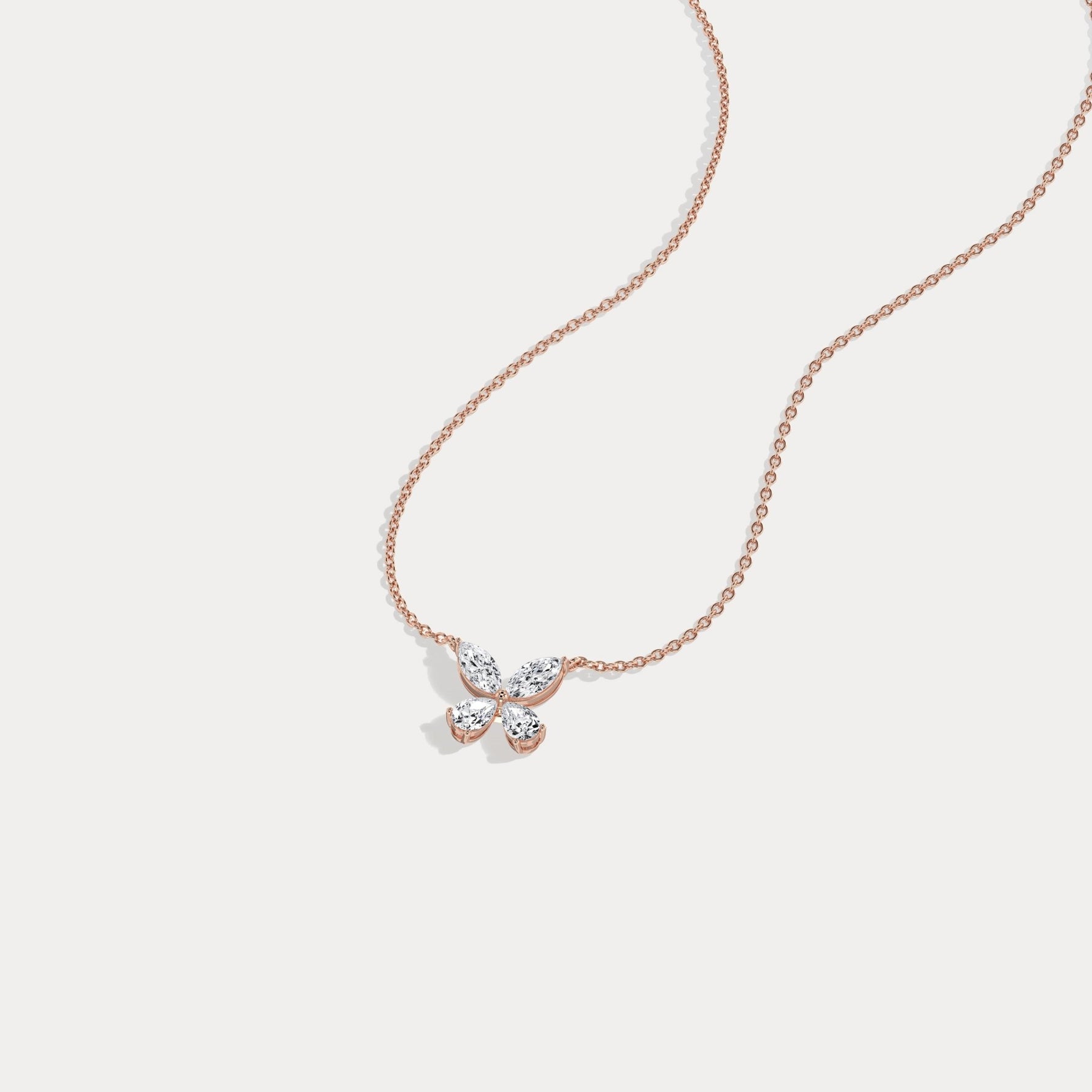 0.5CTW Lab Grown Diamond Butterfly Necklace In 14K Solid Gold/Platinum - Necklaces