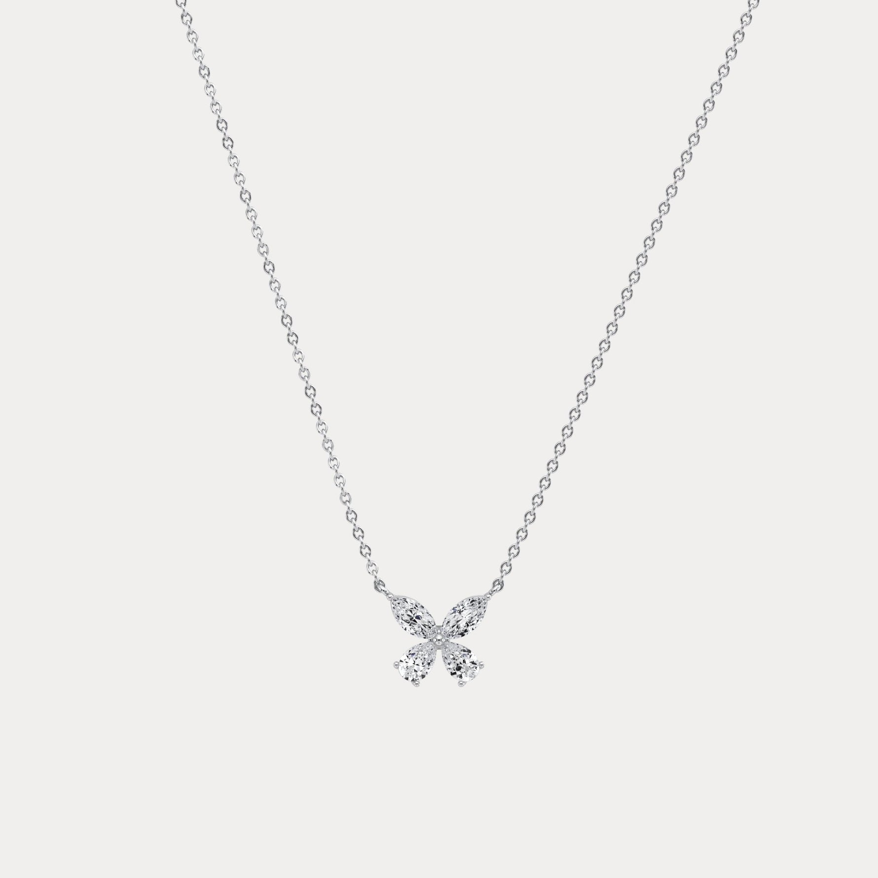 0.5CTW Lab Grown Diamond Butterfly Necklace In 14K Solid Gold/Platinum - Necklaces