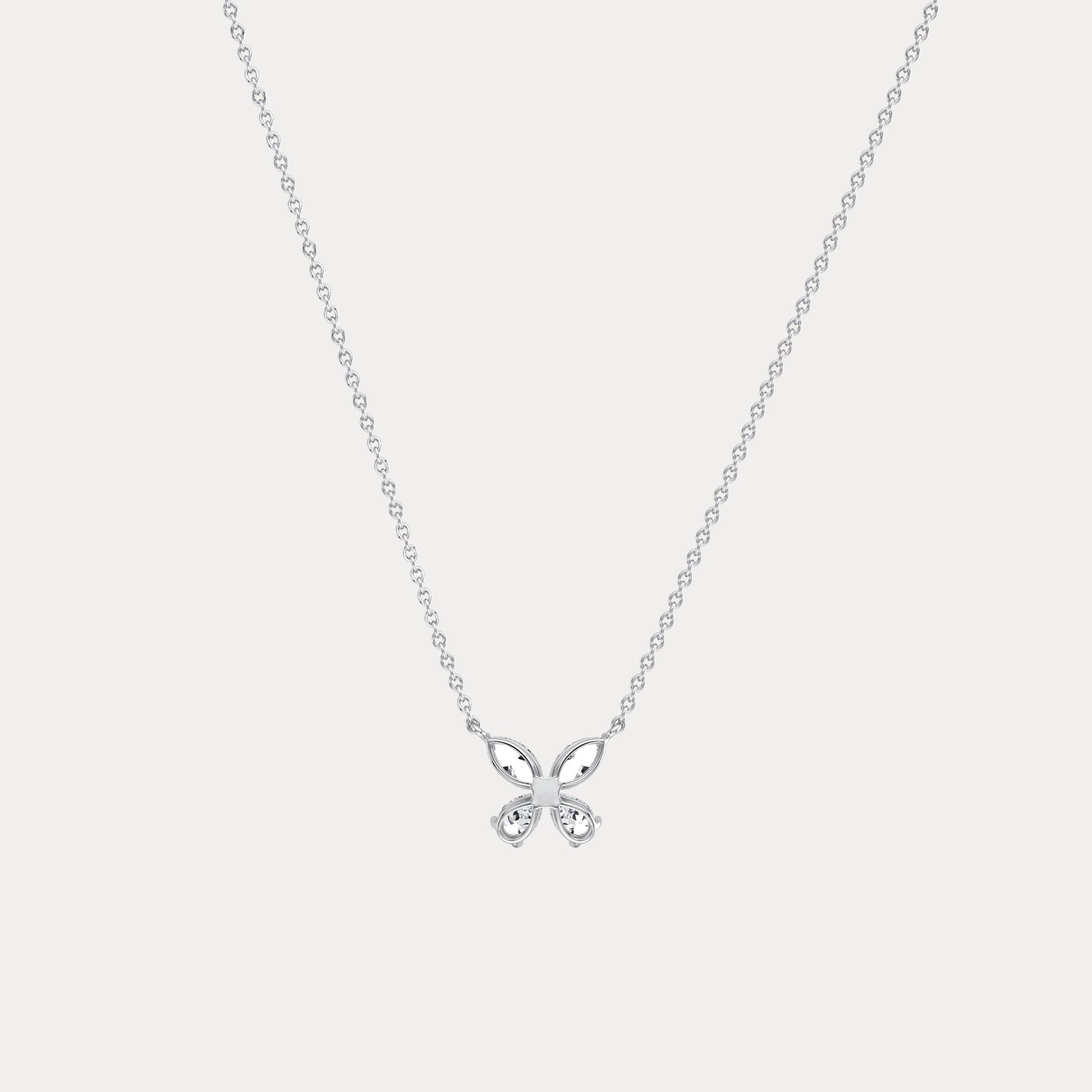0.5CTW Lab Grown Diamond Butterfly Necklace In 14K Solid Gold/Platinum - Necklaces