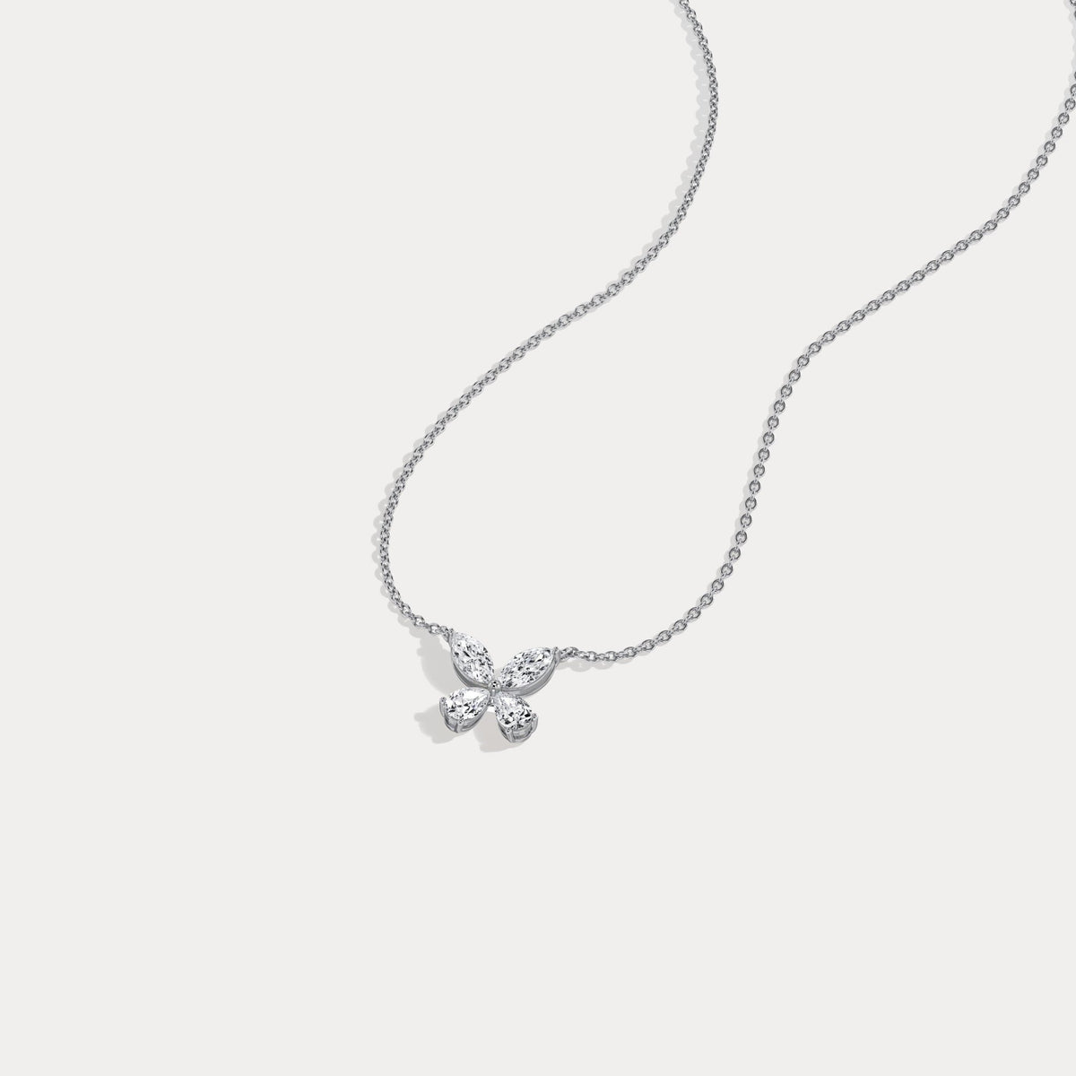 0.5CTW Lab Grown Diamond Butterfly Necklace In 14K Solid Gold/Platinum - Necklaces