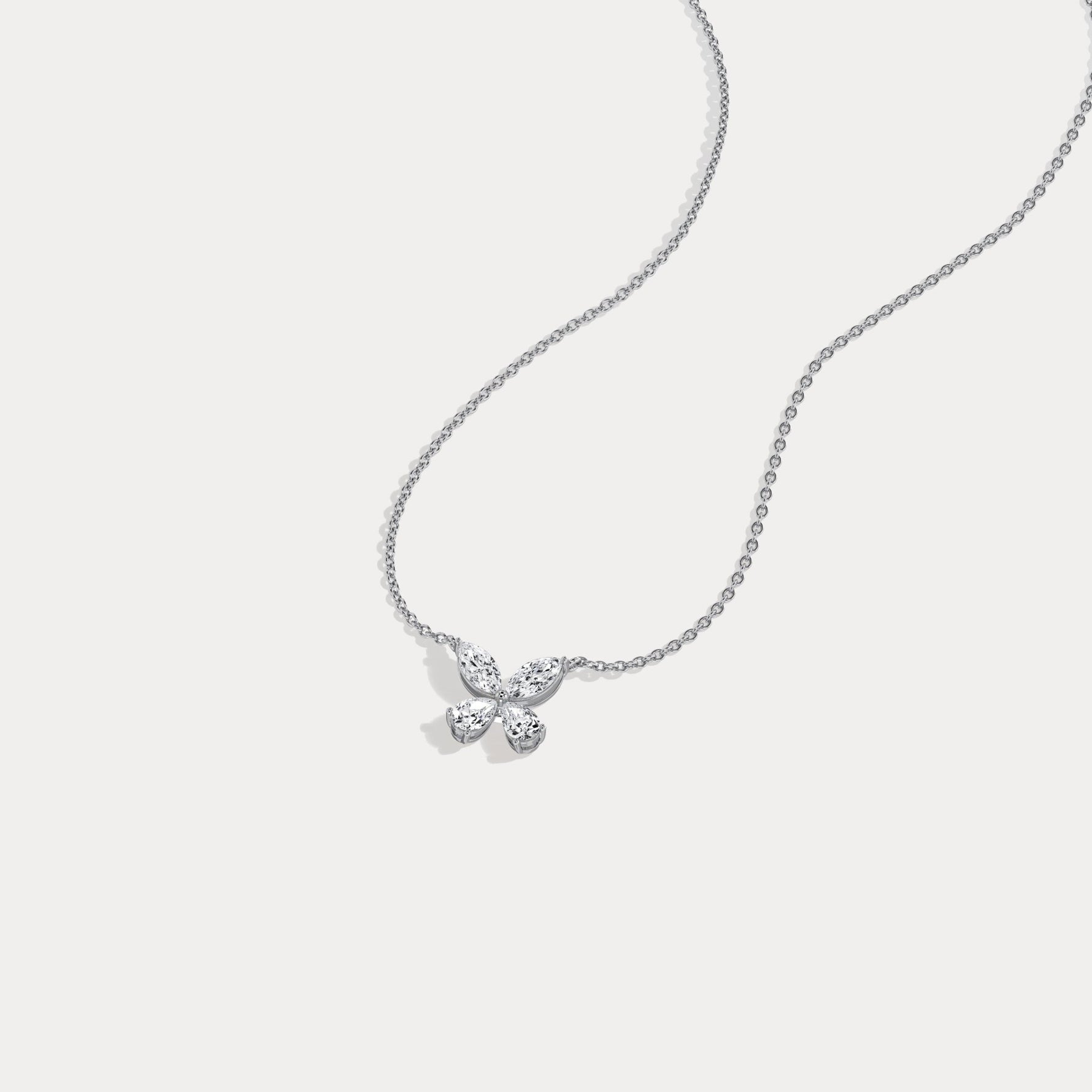 0.5CTW Lab Grown Diamond Butterfly Necklace In 14K Solid Gold/Platinum - Necklaces