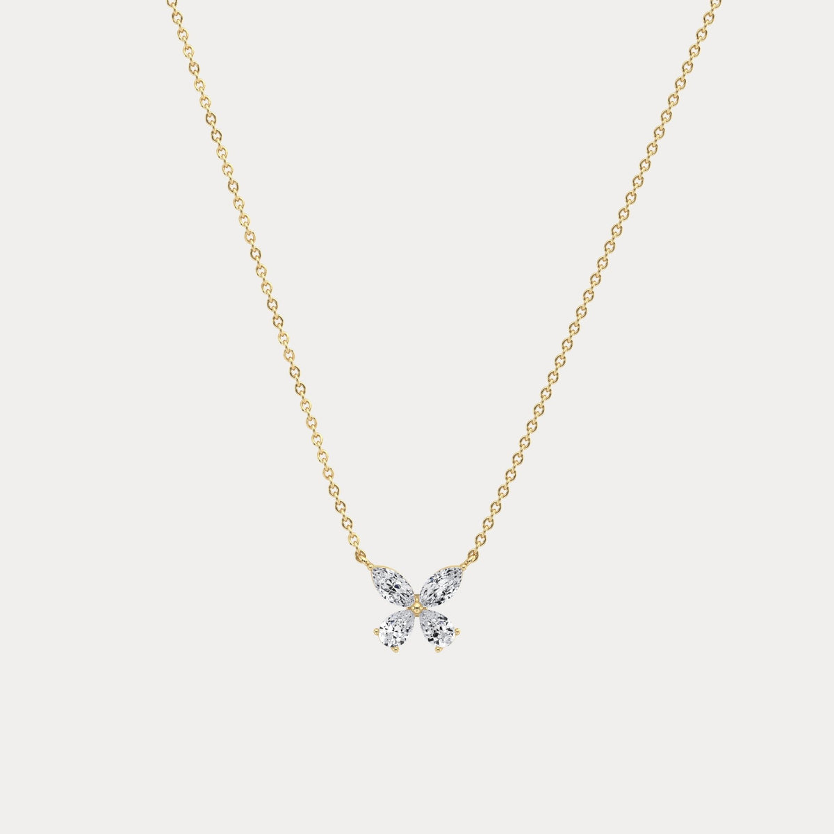 0.5CTW Lab Grown Diamond Butterfly Necklace In 14K Solid Gold/Platinum - Necklaces